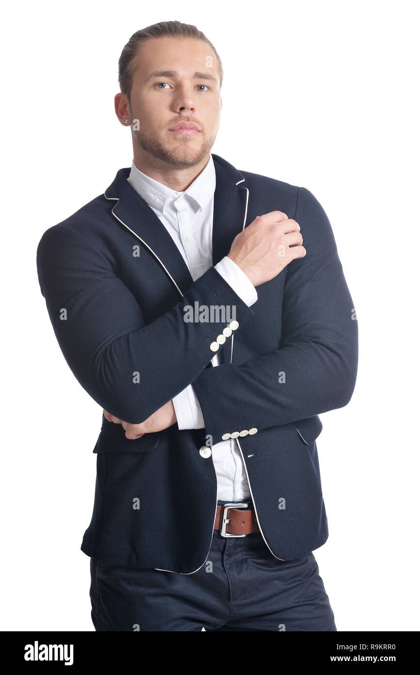 Portrait of handsome young man isolated on white background Stock Photo ...