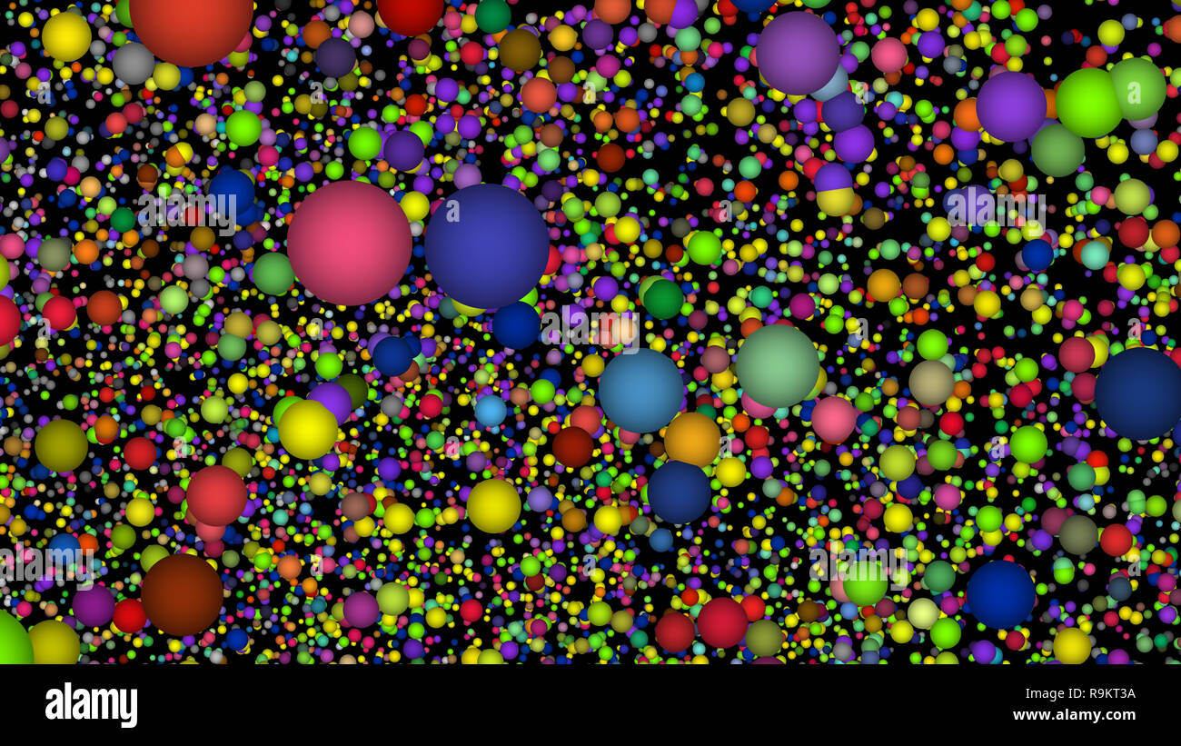 Particles balls abstract background. Flight between multi colored gas  molecules 3d illustration Stock Photo - Alamy
