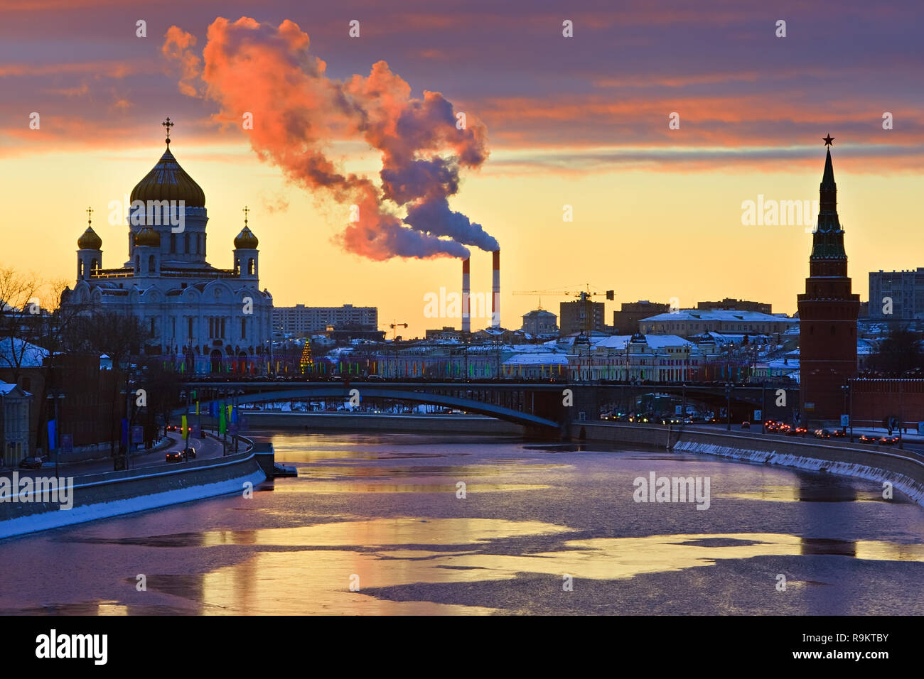 Sunset over Moscow Stock Photo