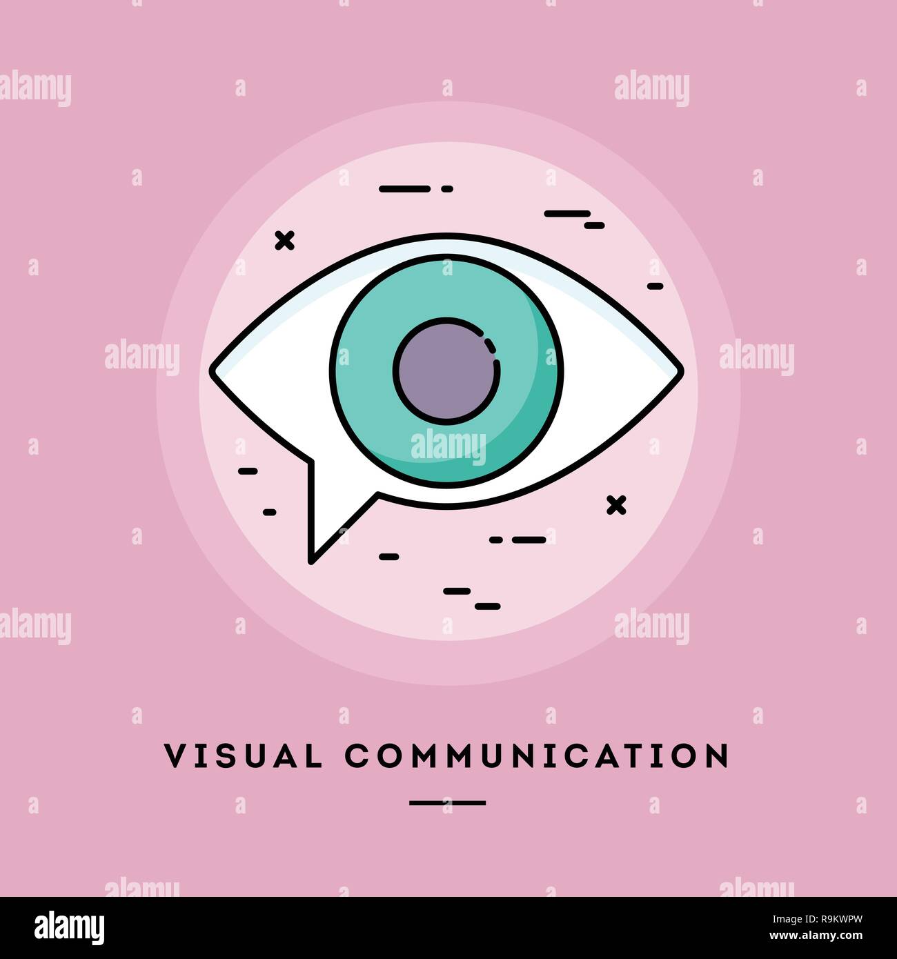 Visual Communication Flat Design Thin Line Banner Vector Illustration
