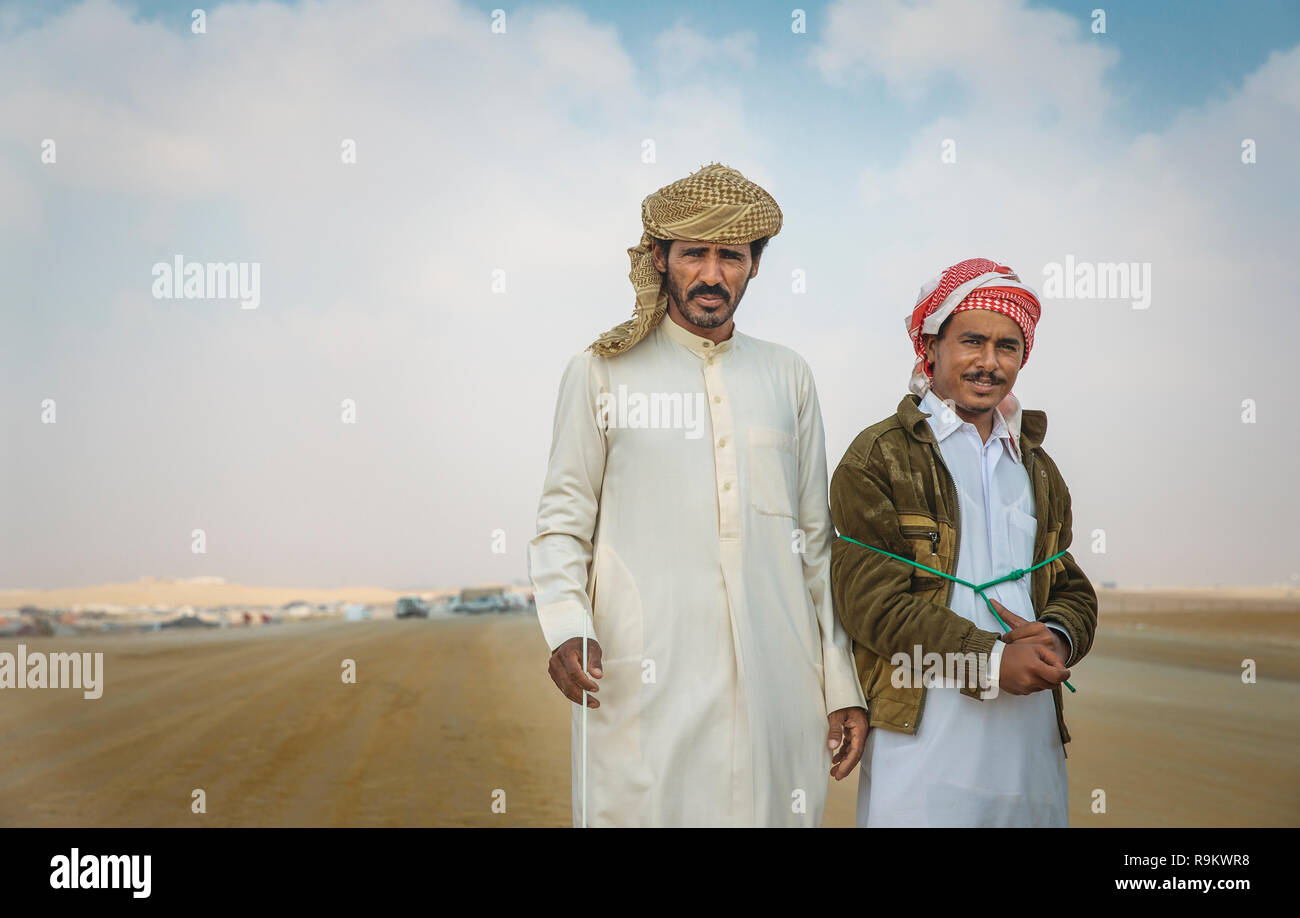 Madinat Zayed, United Arab Emirates, 22nd December, 2018: bedouins at The Million Street Stock Photo