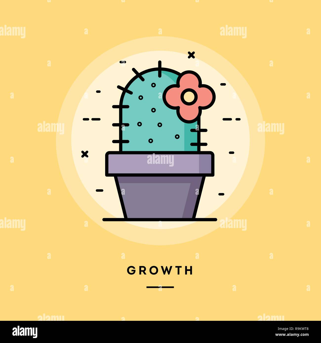 Growth concept, flat design thin line banner. Vector illustration Stock ...