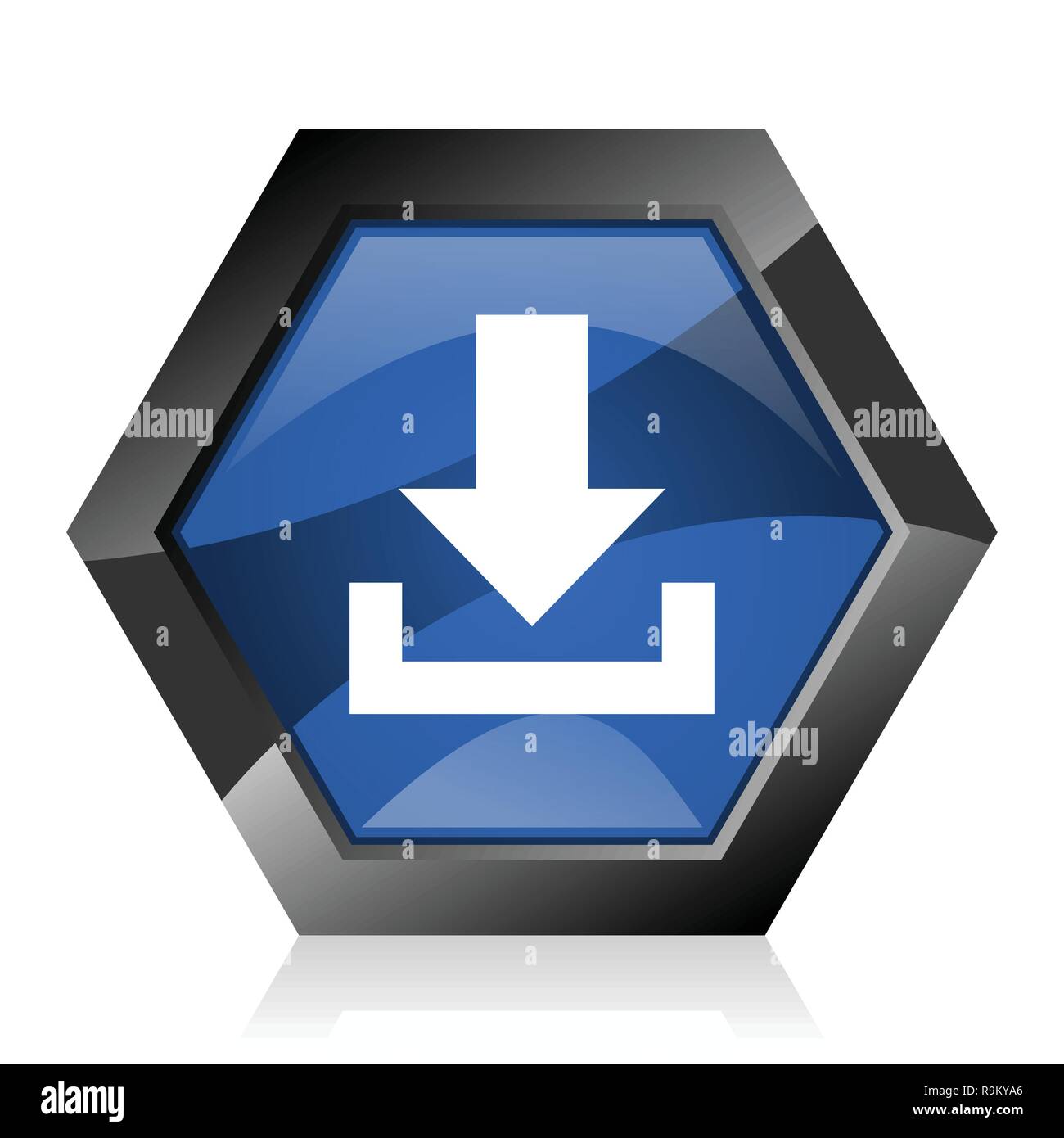 Download dark blue glossy hexagon geometric diamond vector web icon ...