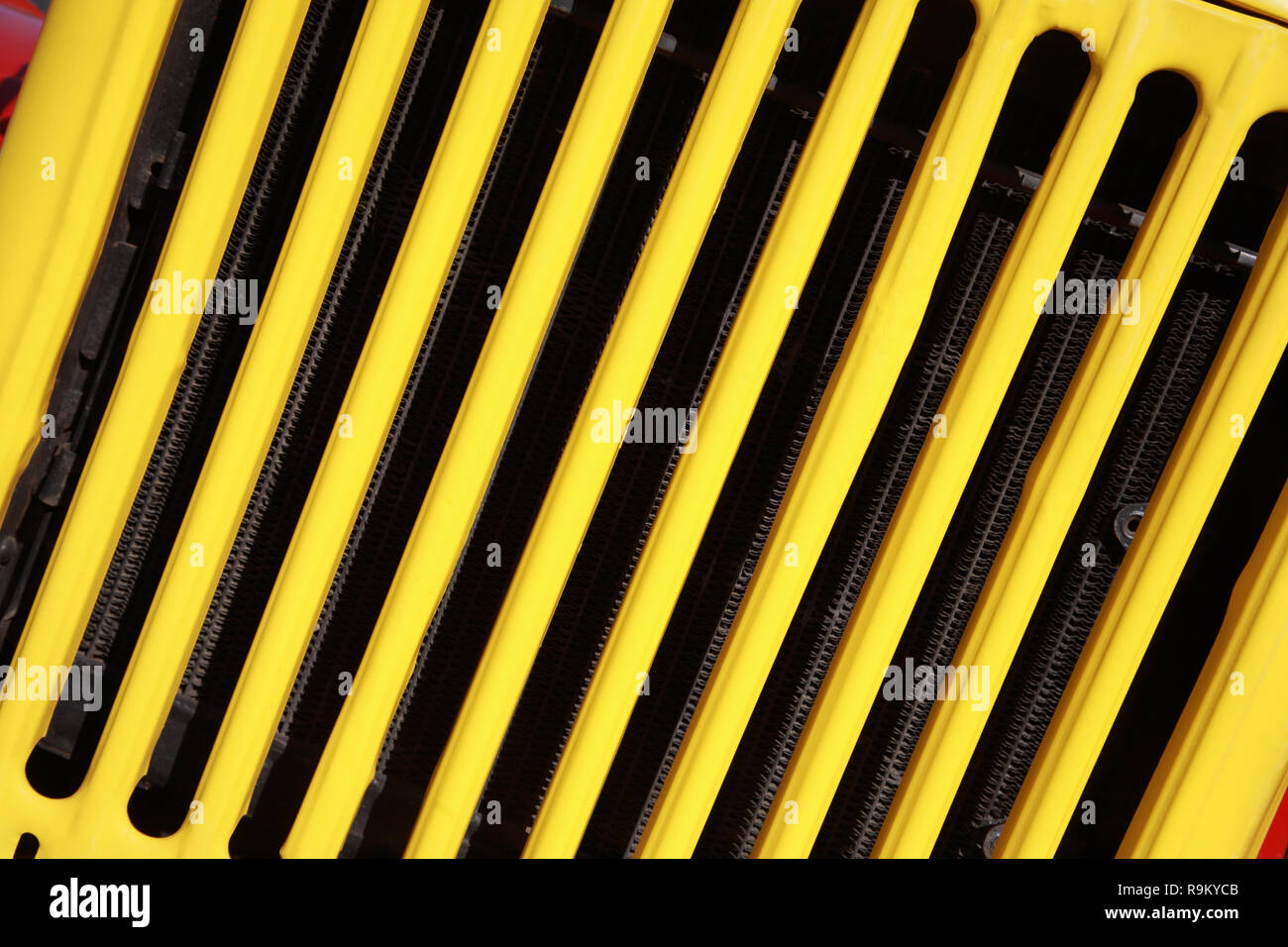 Yellow truck radiator, closeup Stock Photo Alamy