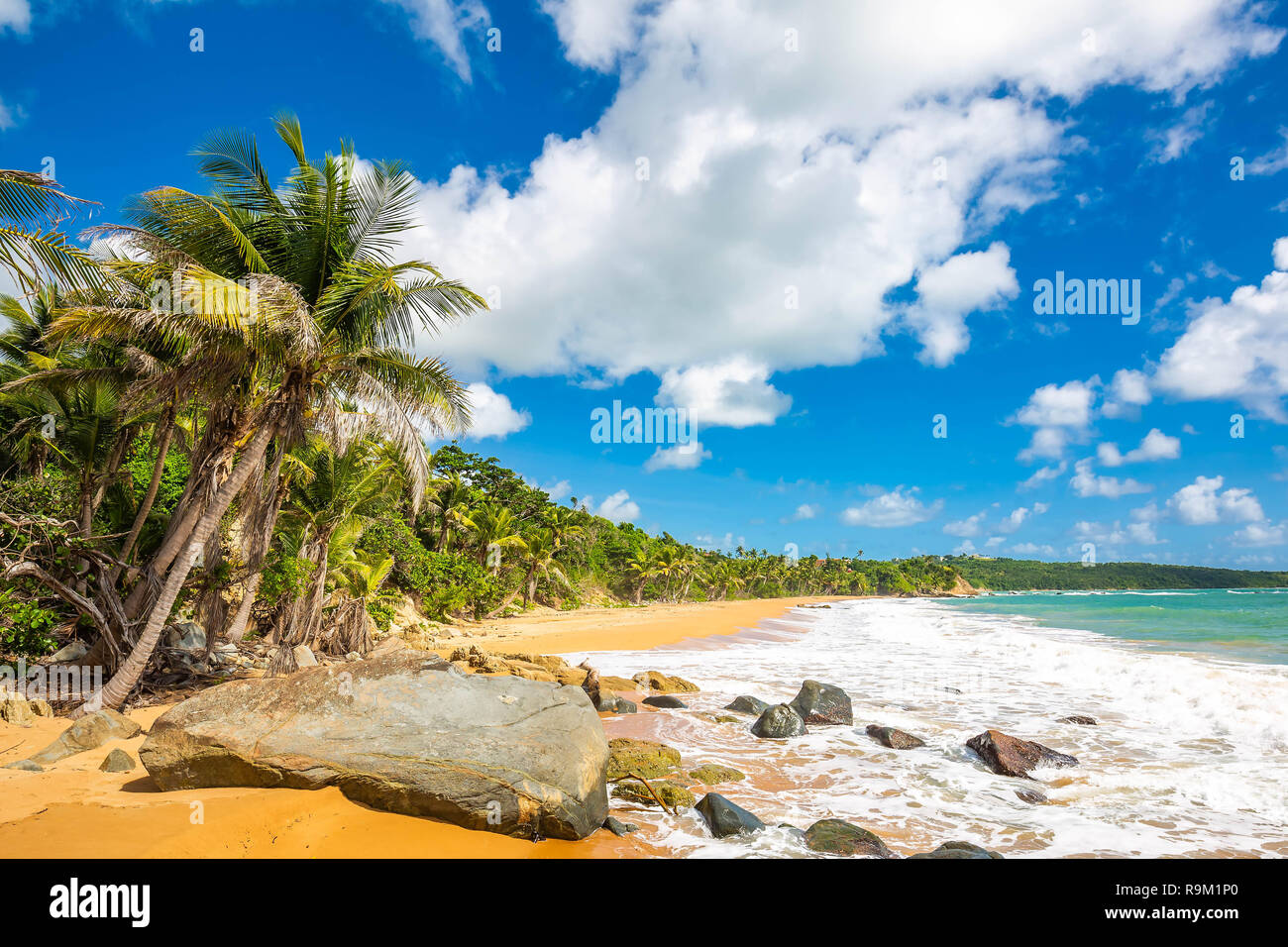 Exotic carribean shore of Puerto Rico Flamenco beach shore Stock Photo ...