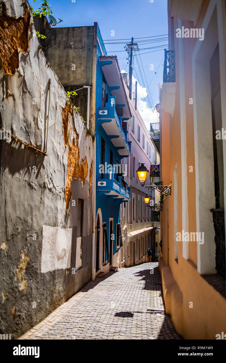 Old San Juan streets in Puerto Rico at day tourist Stock Photo - Alamy