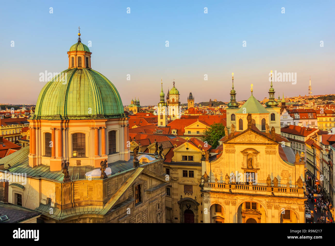 St Salvator Church and St Francis of Assisi Church domes, Prague Stock