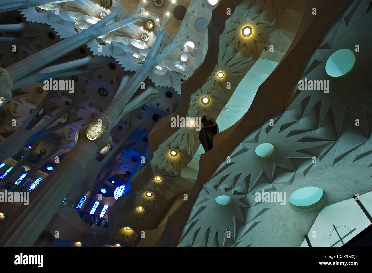 The Interior of the Sagrada Familia designed by Antoni Gaudi, Barcelona ...