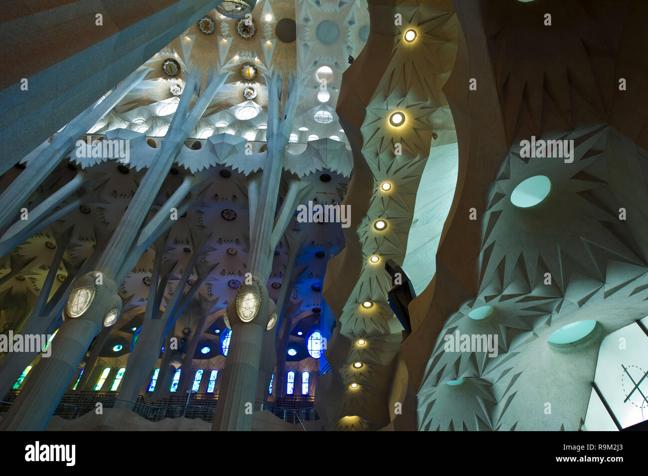 The Interior of the Sagrada Familia designed by Antoni Gaudi, Barcelona ...