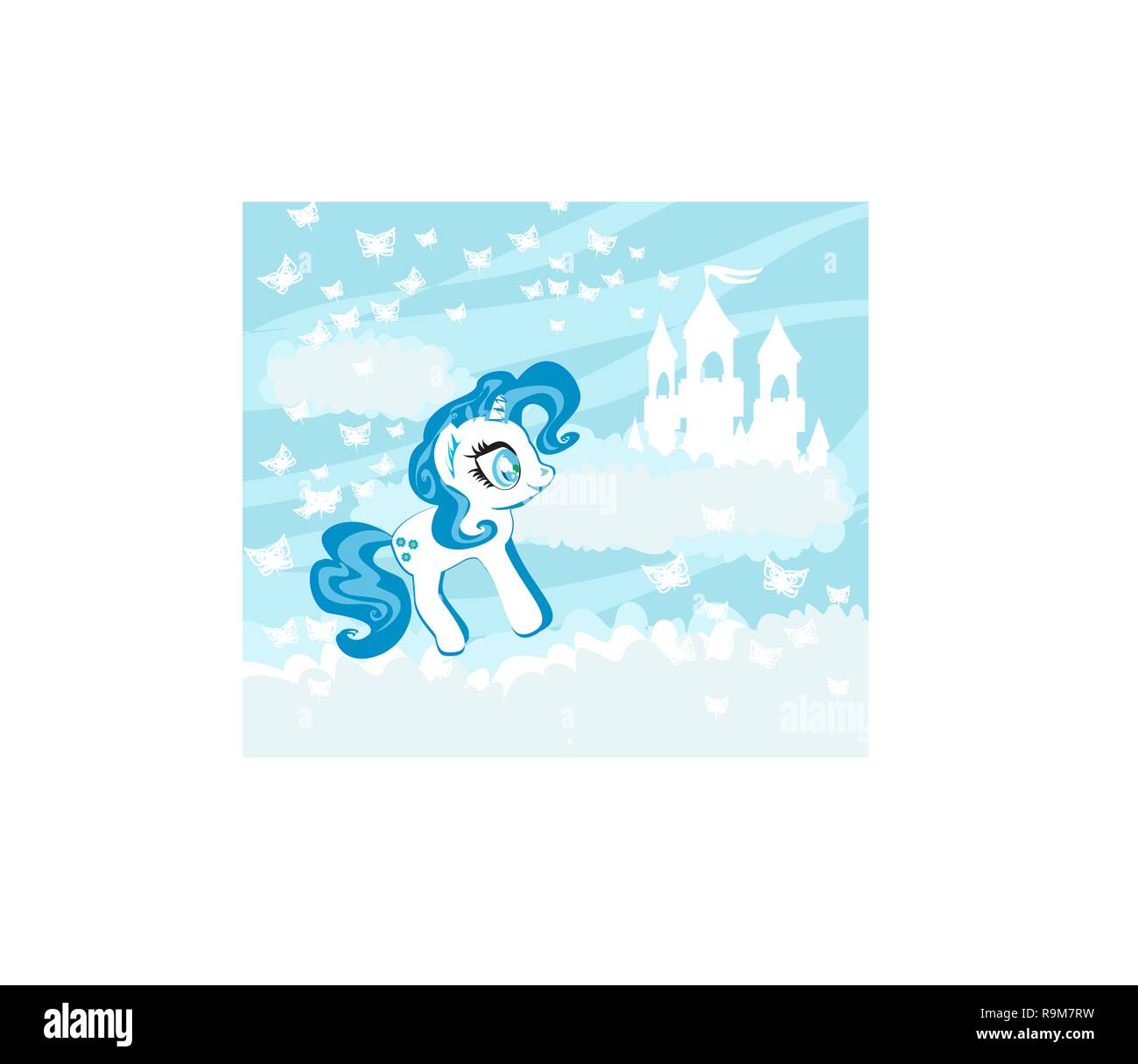 Magic unicorn in clouds Stock Vector