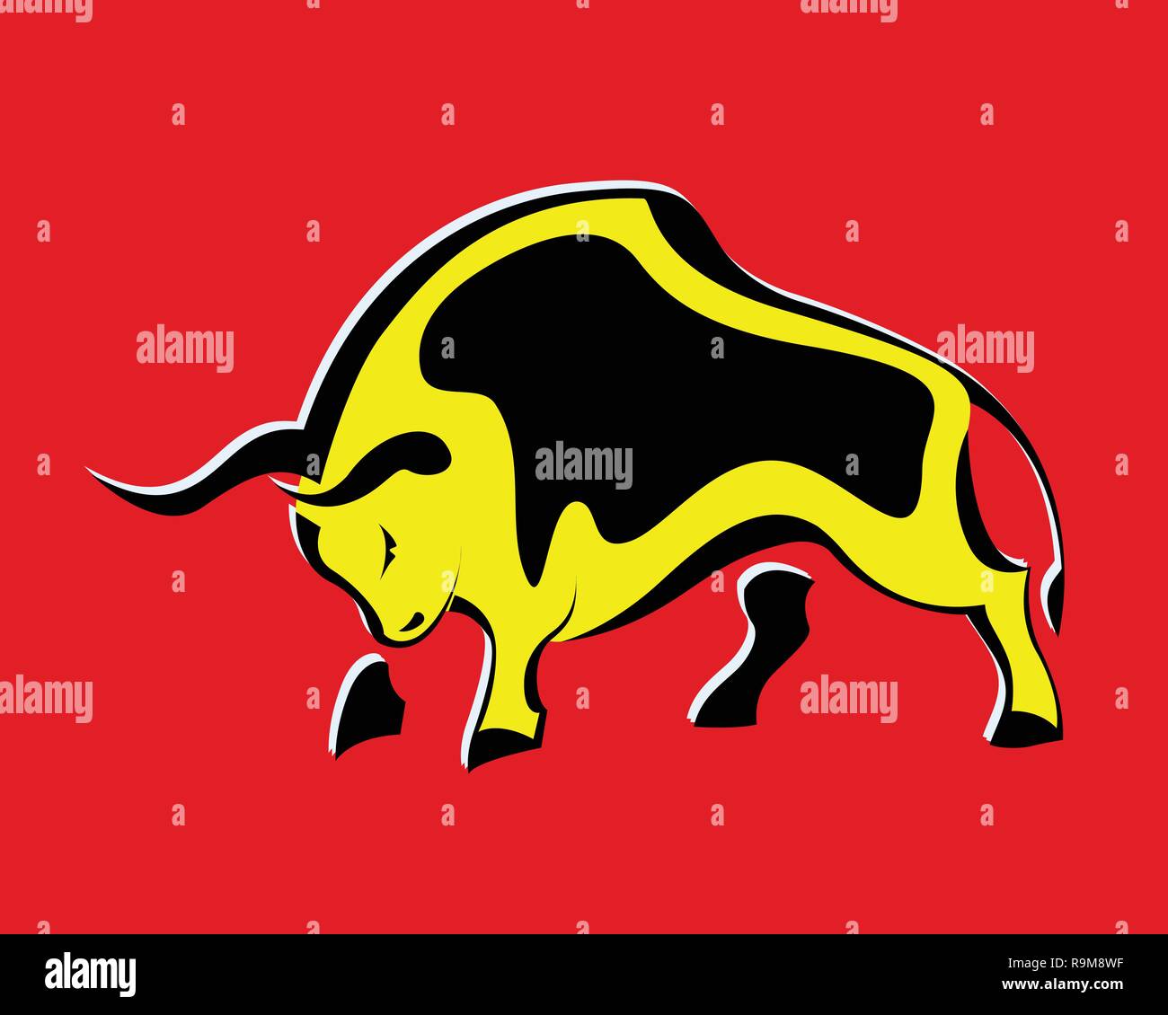 Bull Icon ox attack vectol color graphic Stock Vector