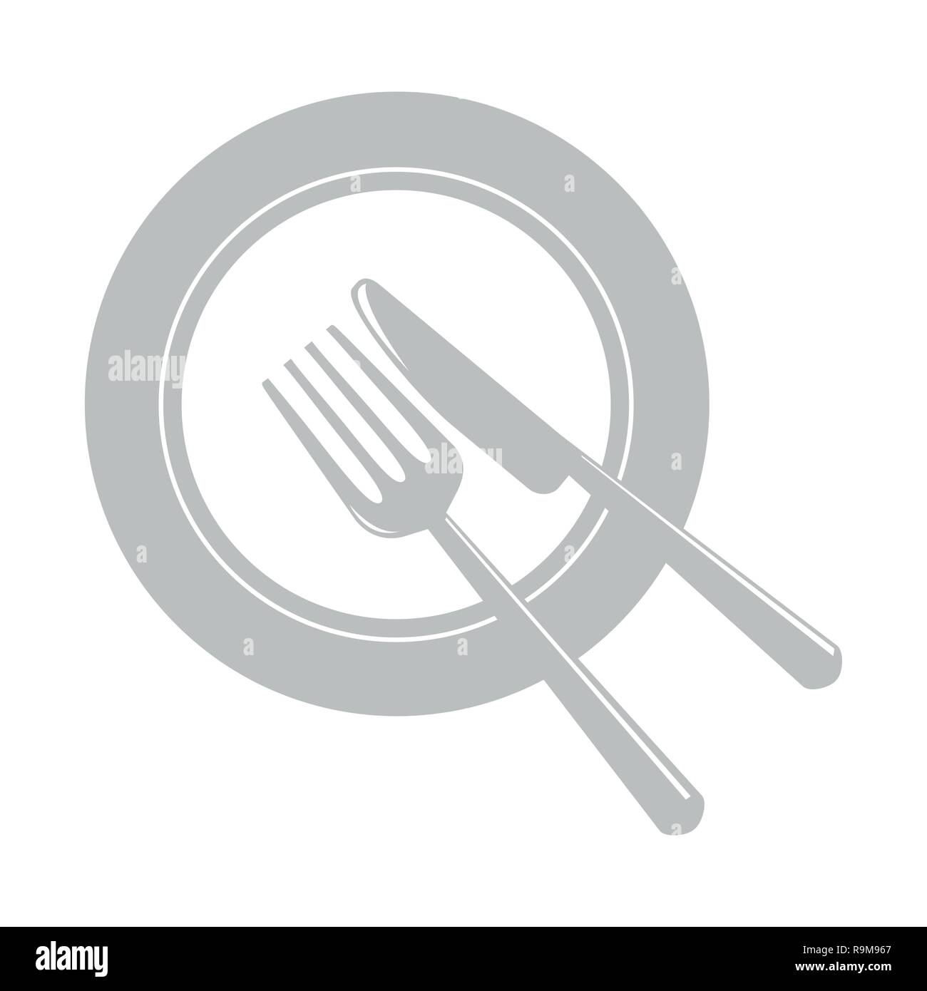 grey plate with cutlery icon vector illustration EPS10 Stock Vector