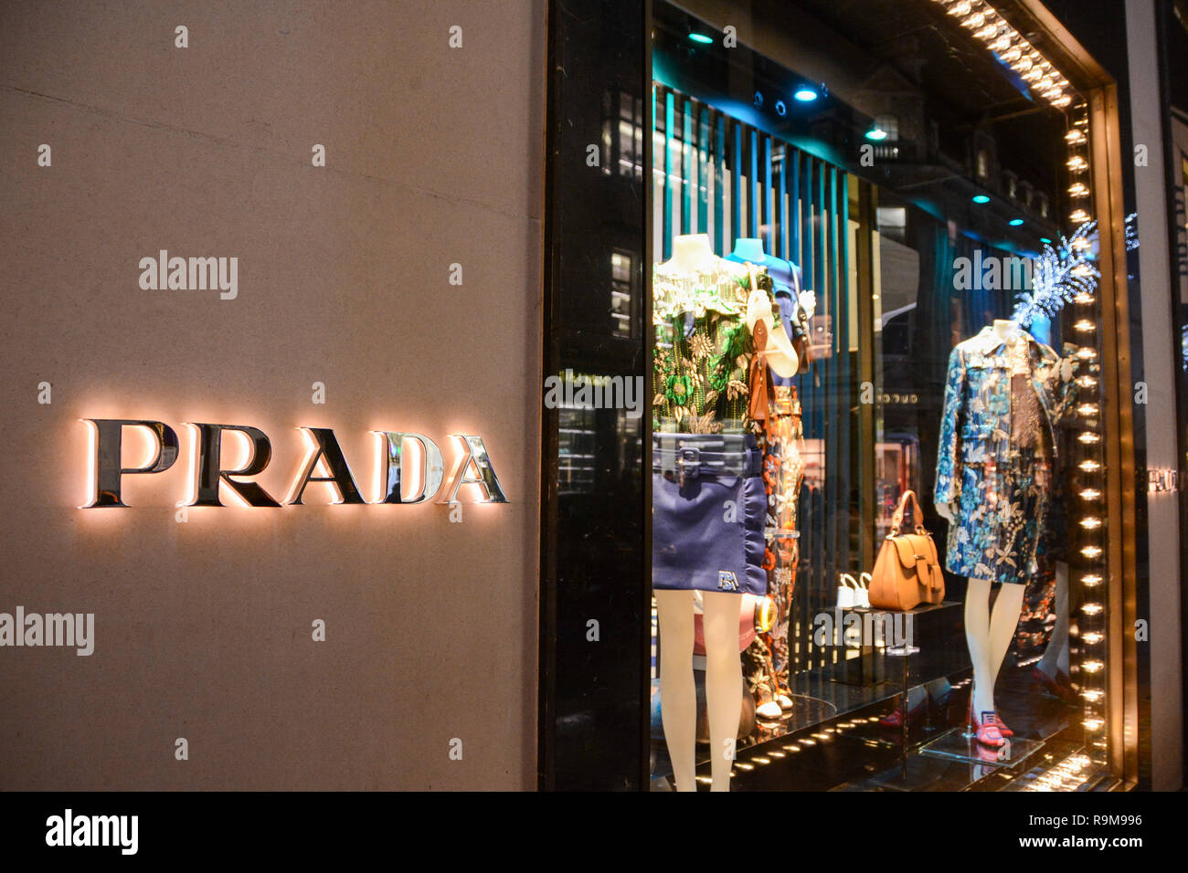 Shop window of Prada flagship store on Old Bond Street, London, England, UK  Stock Photo - Alamy