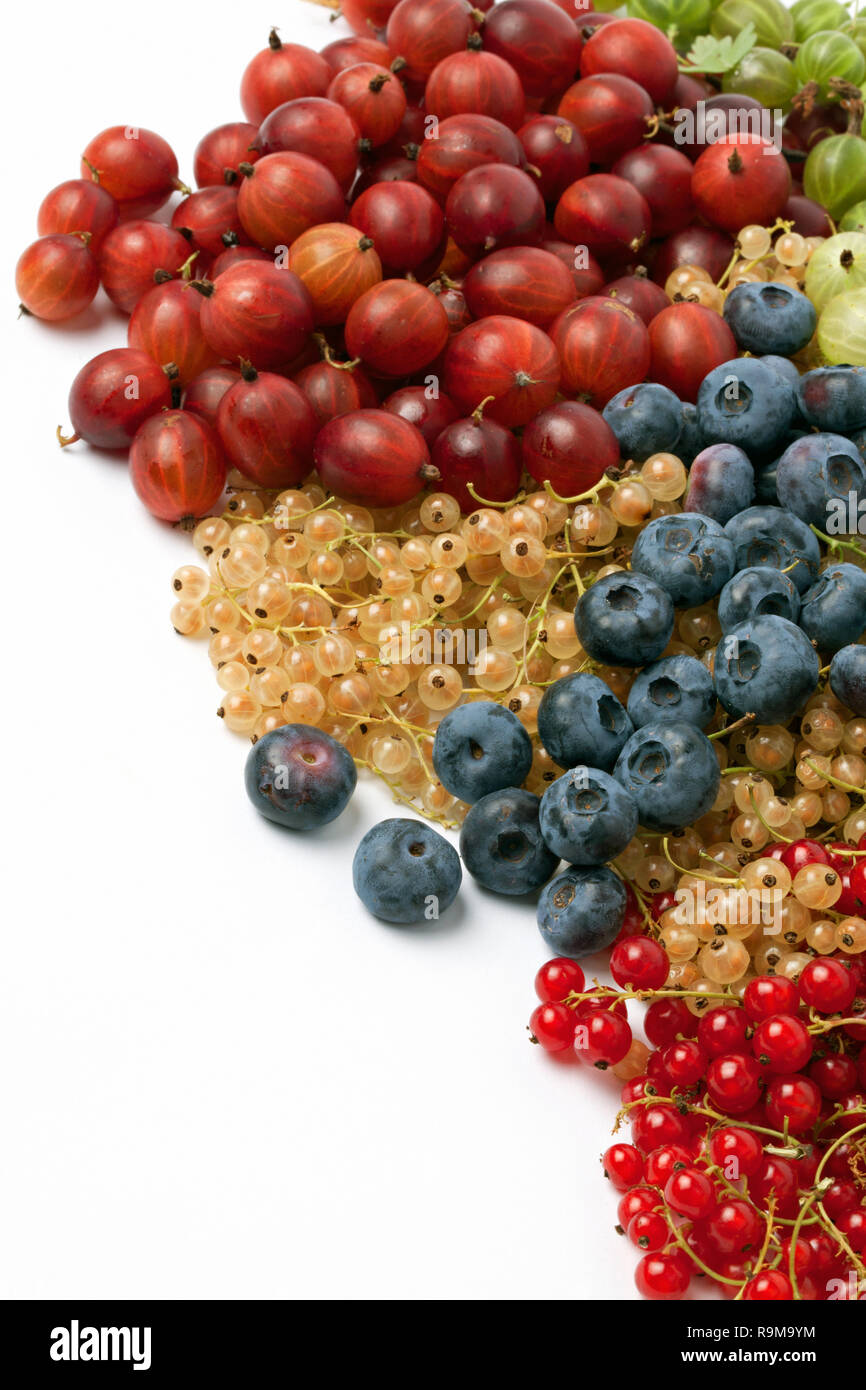 Different berries isolated on the white background. Stock Photo