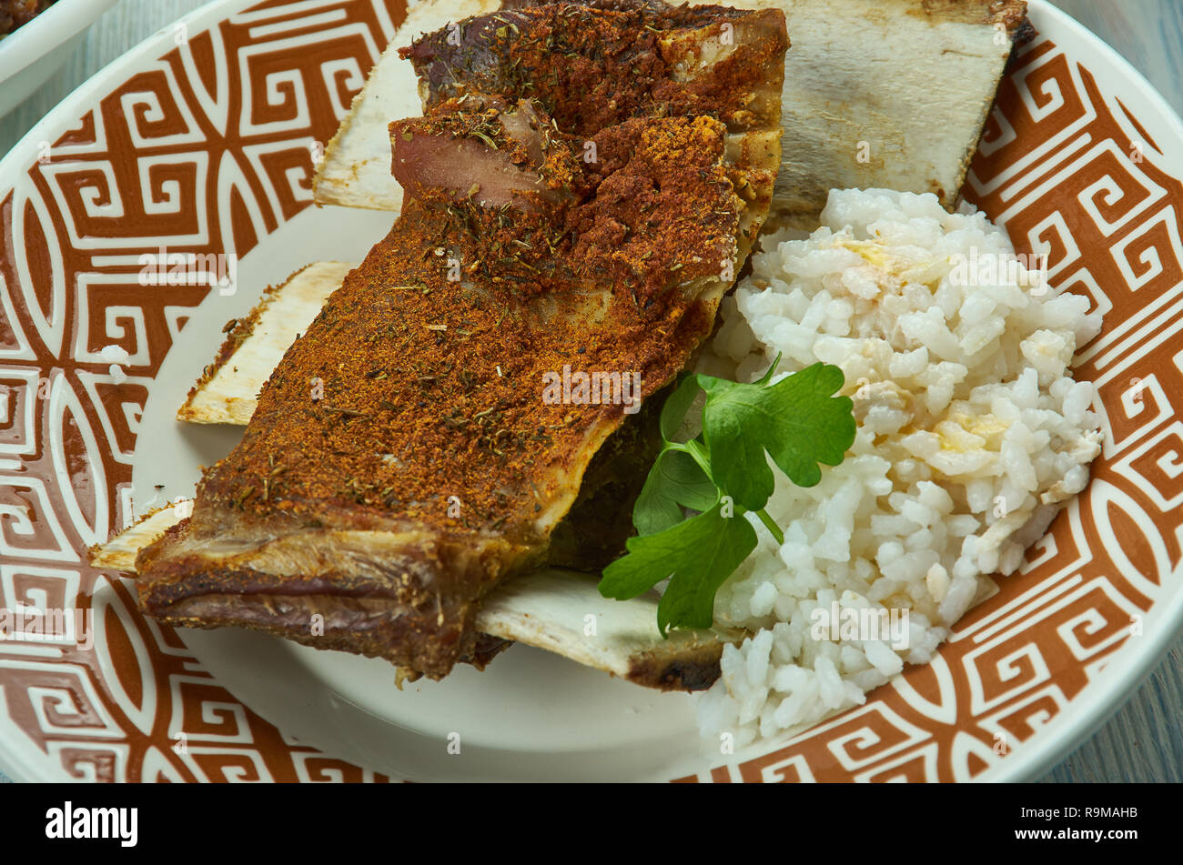 Crispy tadyang ng baka, deepfried beef ribs, Filipino cuisine, Traditional assorted dishes, Top