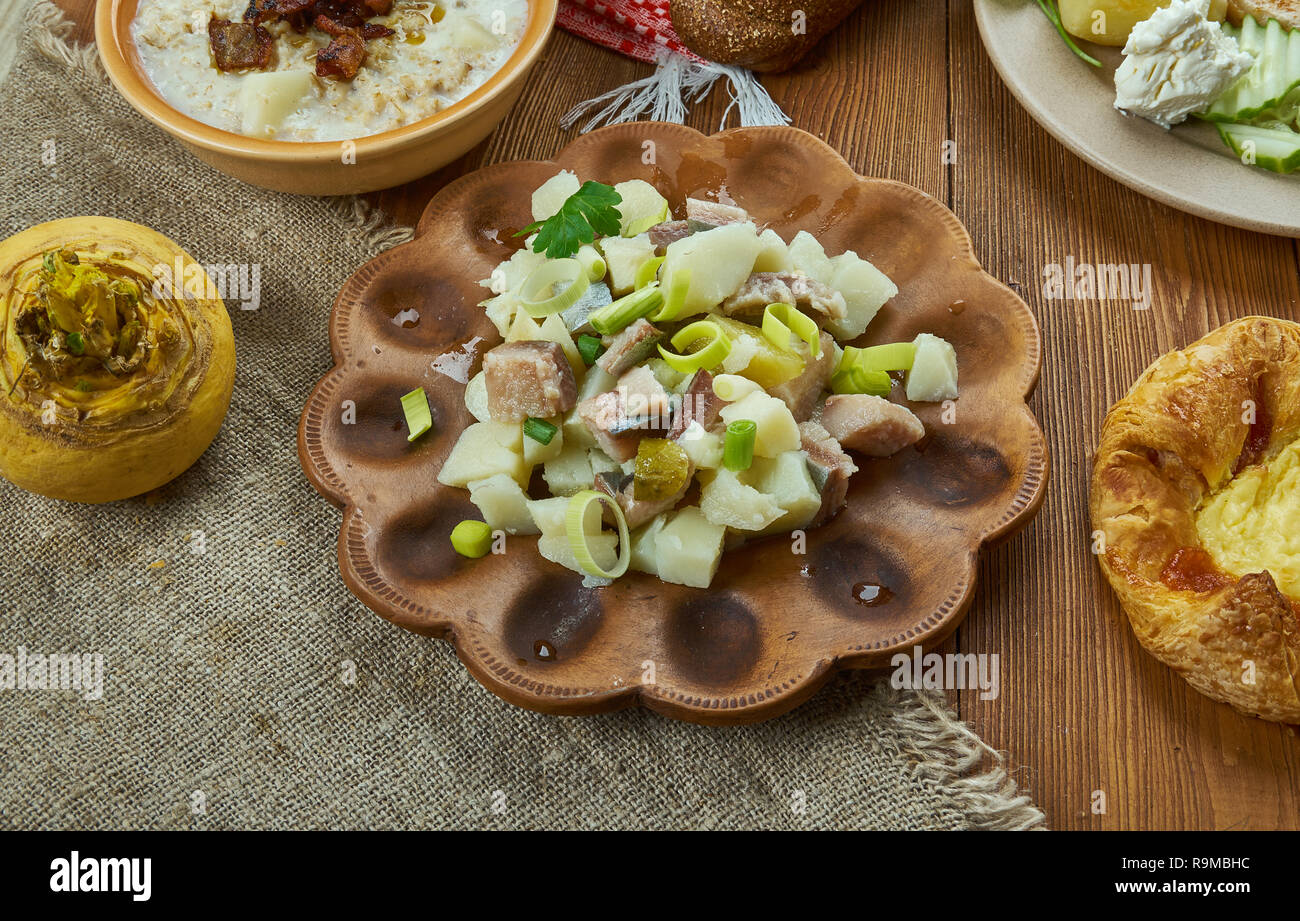 Kartupeli ar silki, Herring Potato Salad, Latvian cuisine, Traditional