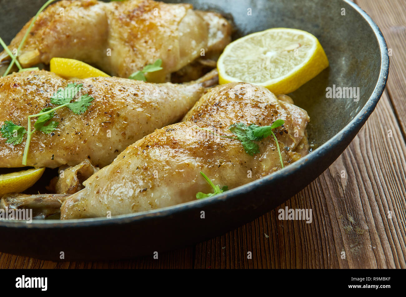 Roast Chicken with Sumac, Za'atar, and Lemon, traditional Palestinian dish Stock Photo Alamy
