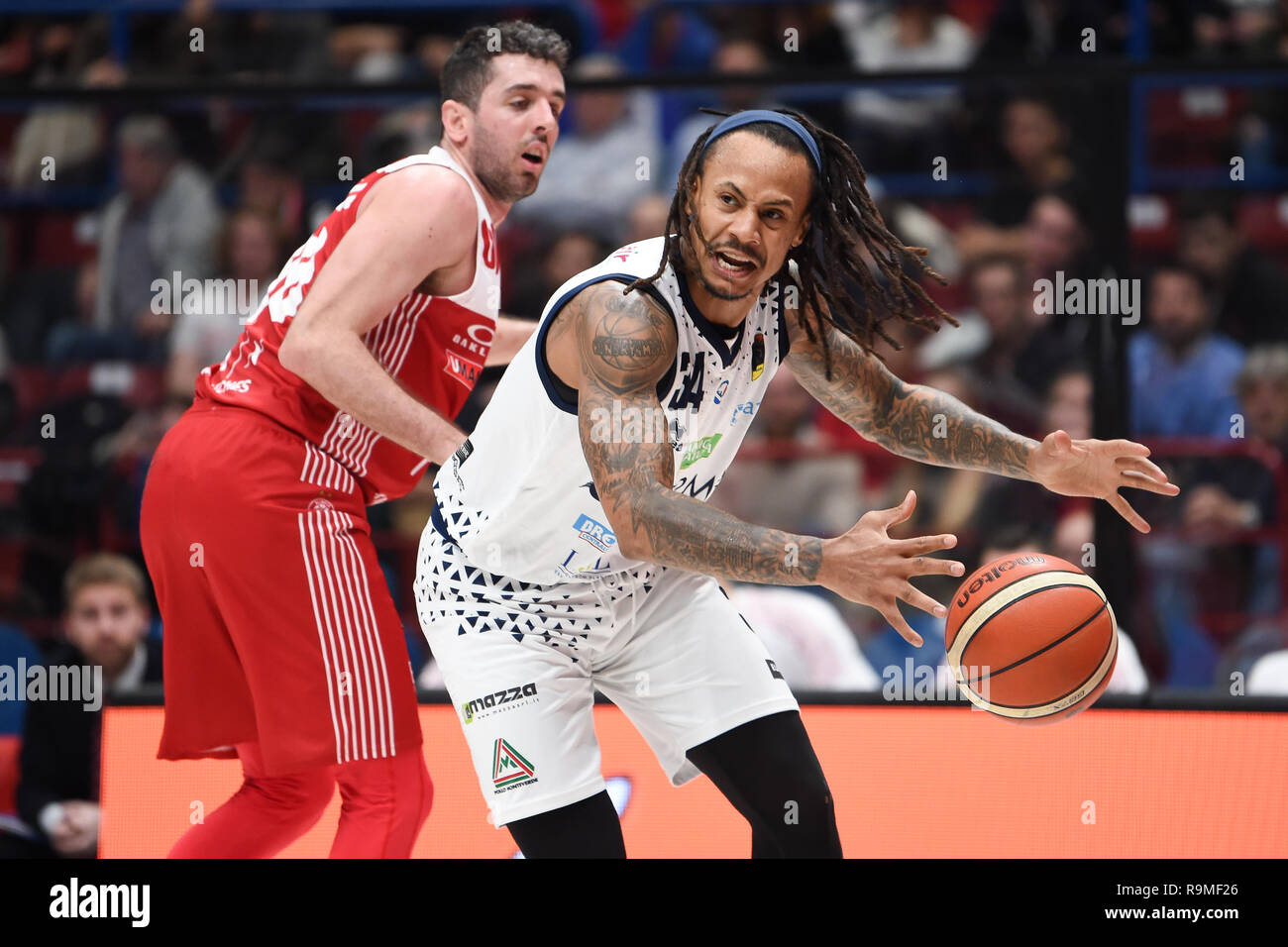 Foto Claudio Grassi - LaPresse 25 dicembre 2018 Assago, Milano (Italia)  Sport Basket Serie A Postemobile Basket 2018-2019 AX Armani Exchange  Olimpia Milano - Germani Basket Brescia Nella foto: David Moss (#34