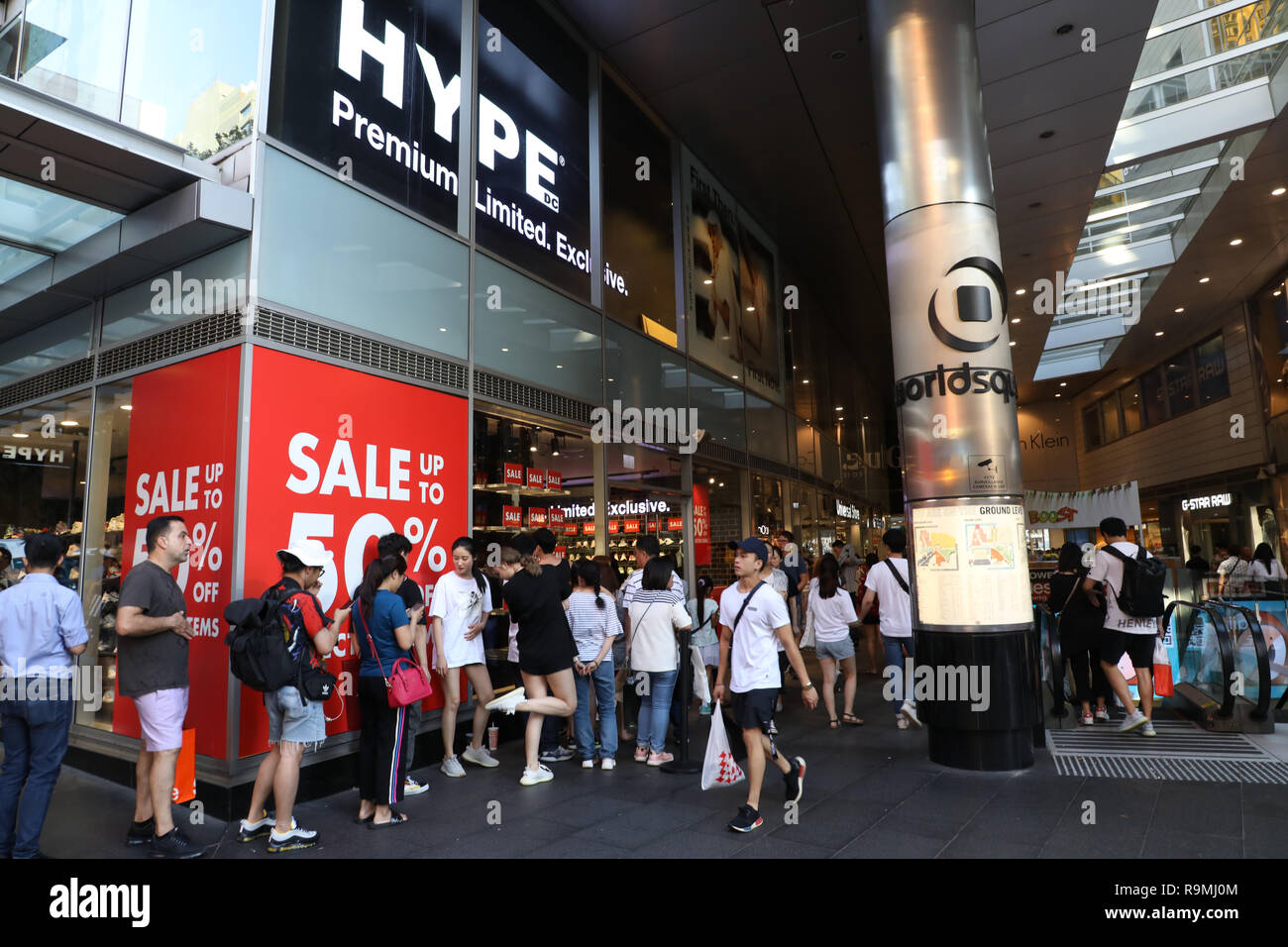 Sydney, Australia. 26th December 2018. Crowds of people look for bargains  in the Boxing Day sales. Pictured: Hype store at World Square. Credit:  Richard Milnes/Alamy Live News Stock Photo - Alamy