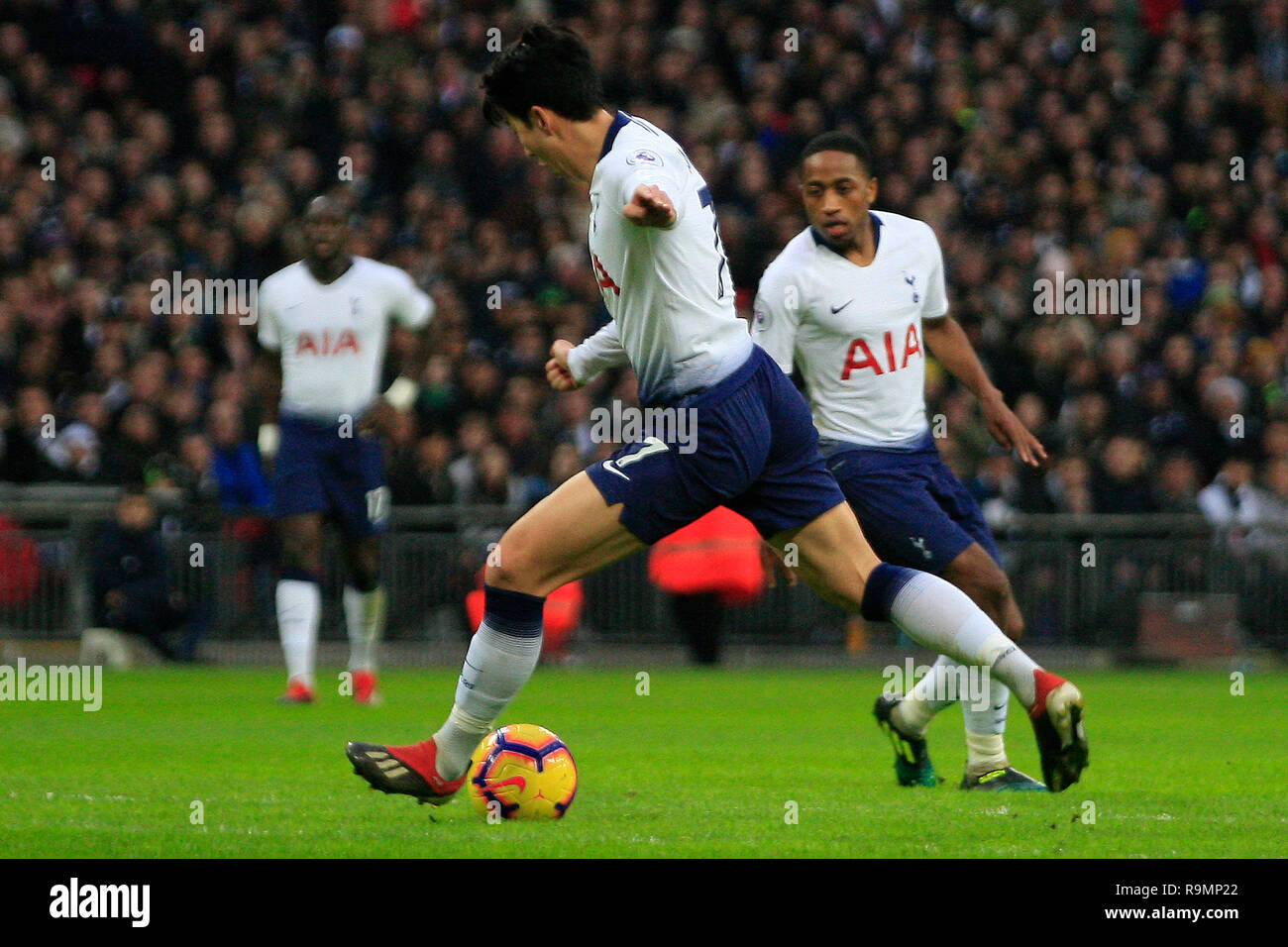 London Uk 26th Dec 2018 Son Heung Min Of Tottenham Hotspur Scores His Team S Second Goal Epl Premier League Match Tottenham Hotspur V Afc Bournemouth At Wembley Stadium In London On Boxing Day