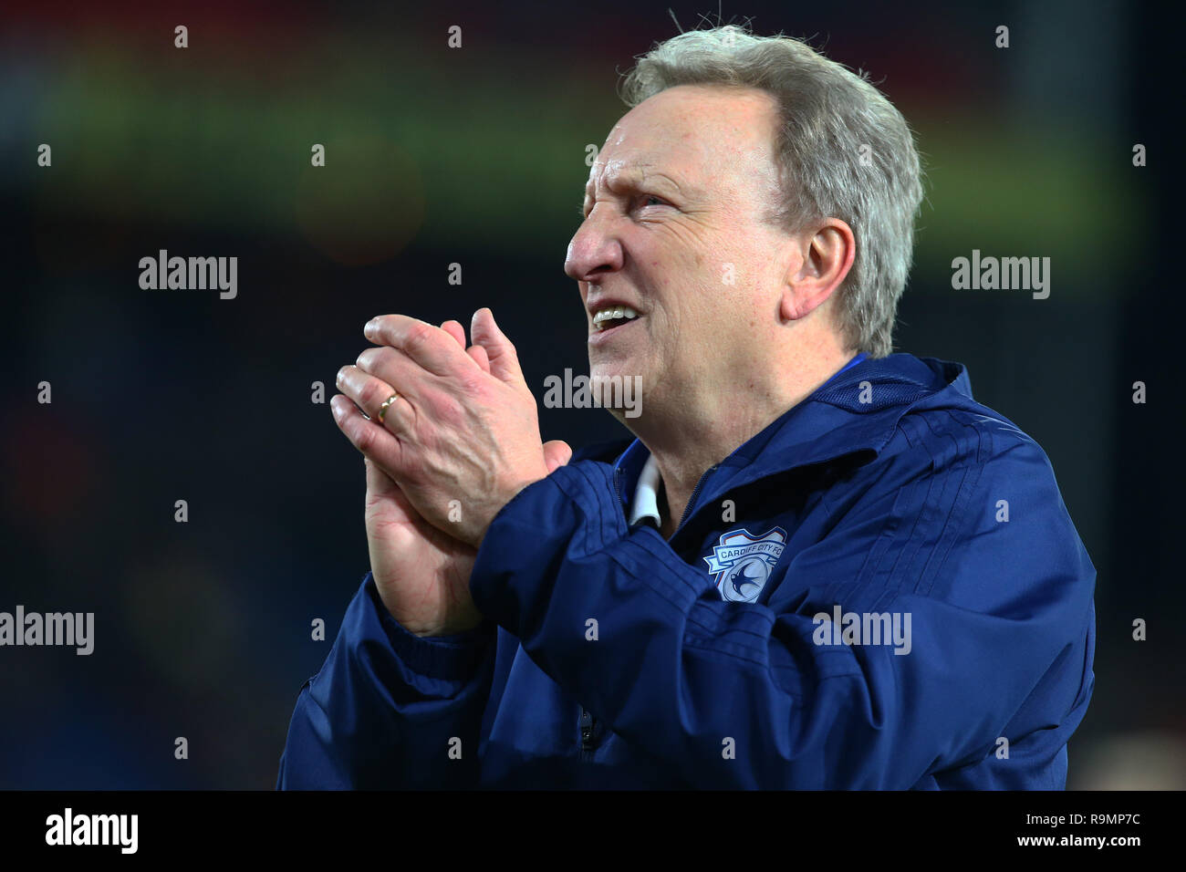 London, England - 26 December, 2018 Cardiff City manager Neil Warnock  during English Premier League between Crystal Palace and Cardiff City at Selhurst Park stadium , London, England on 26 Dec 2018. Credit Action Foto Sport  FA Premier League and Football League images are subject to DataCo Licence. Editorial use ONLY. No print sales. No personal use sales. NO UNPAID USE Stock Photo