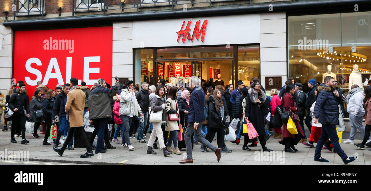 December 26 2018 United Kingdom Tens Of Thousands Of Shoppers Are Seen Taking Advantage Of Post Christmas Bargains On Oxford Street During The Boxing Day Sales According To A Recent Study 150 000