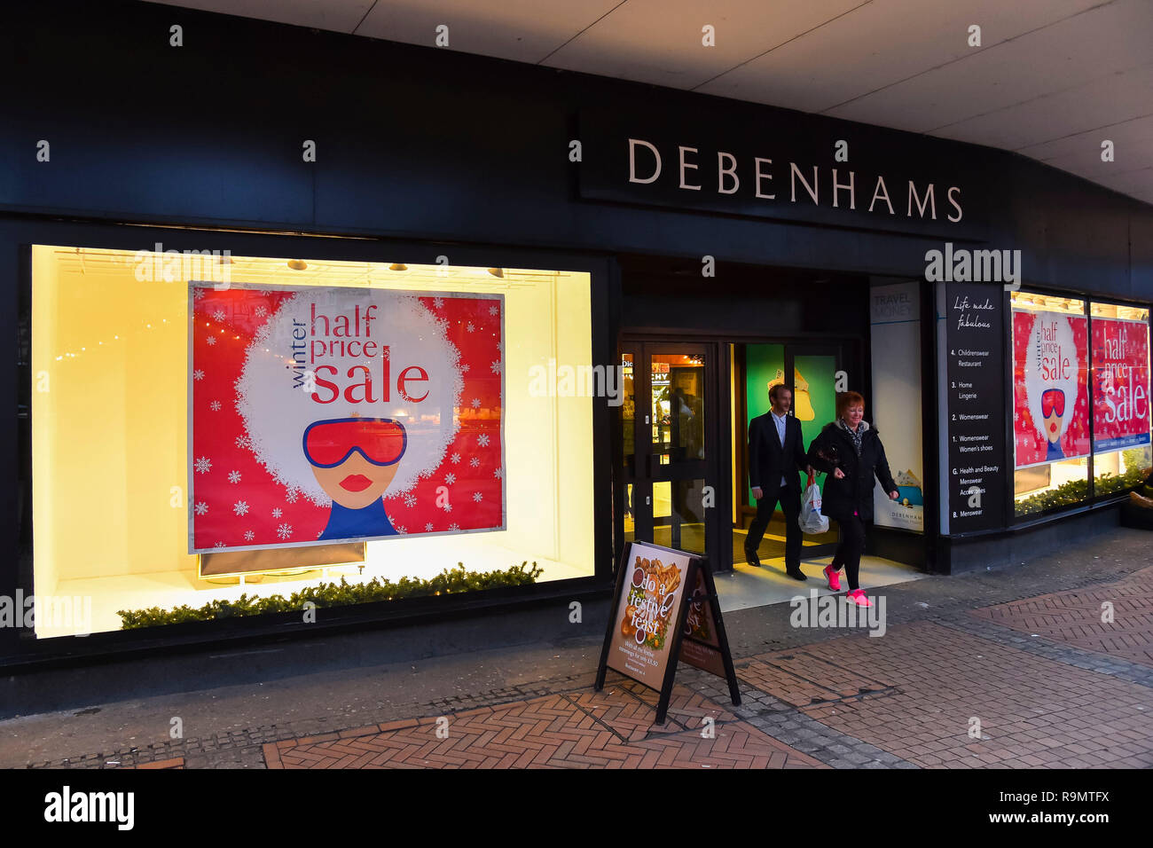 Bournemouth, Dorset, UK.  26th December 2018.  Boxing Day Sales at shops in Bournemouth.  Winter half price sale at Debenhams.  Picture Credit: Graham Hunt/Alamy Live News Stock Photo