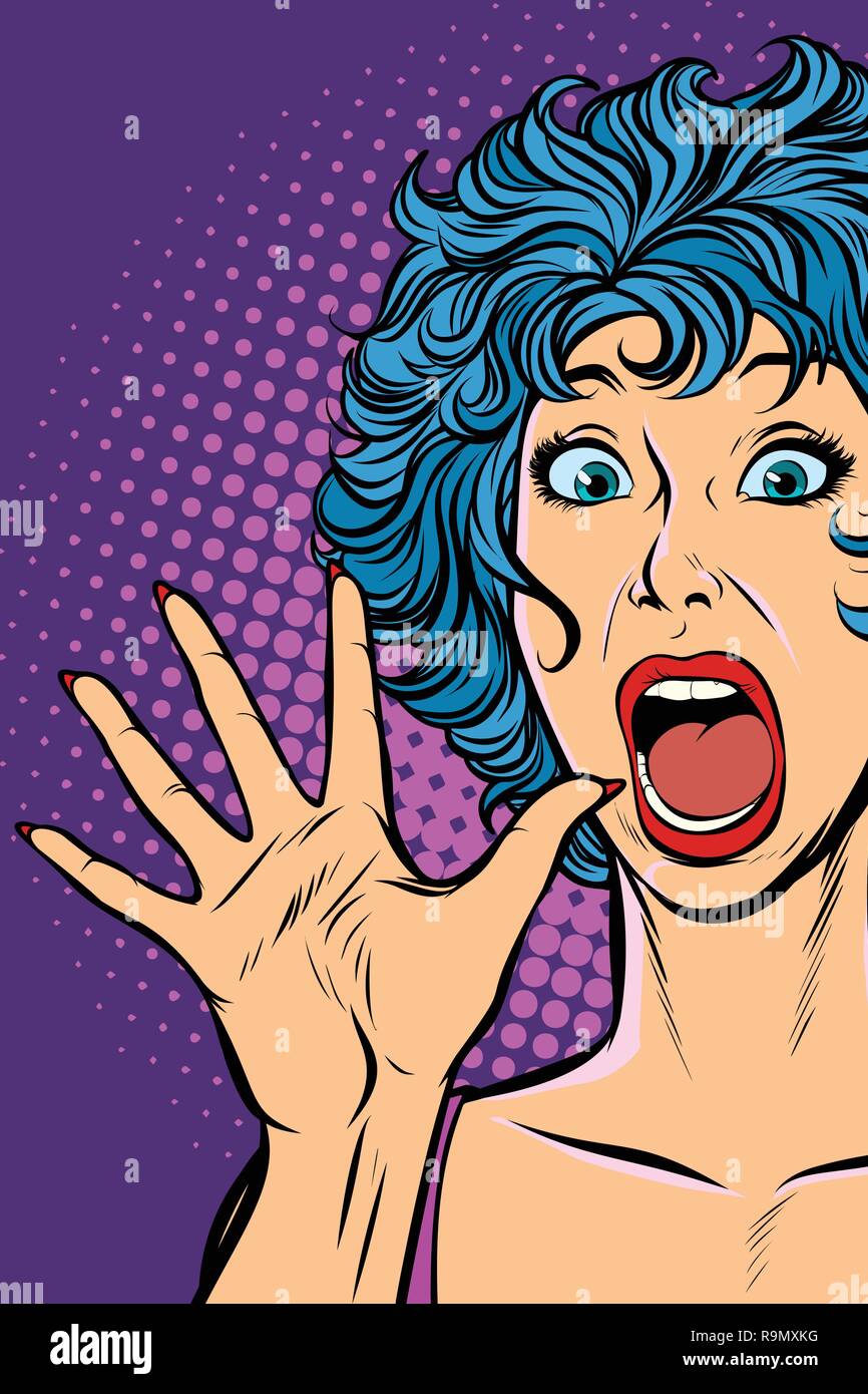 woman panic, fear, surprise gesture. Pop art retro vector illustration.  Girls 80s Stock Vector Image & Art - Alamy