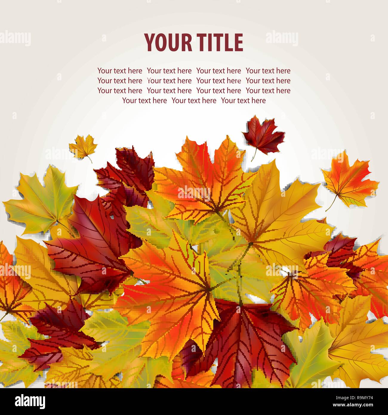 Beautiful autumn background with colorful maple leaves and place for ...