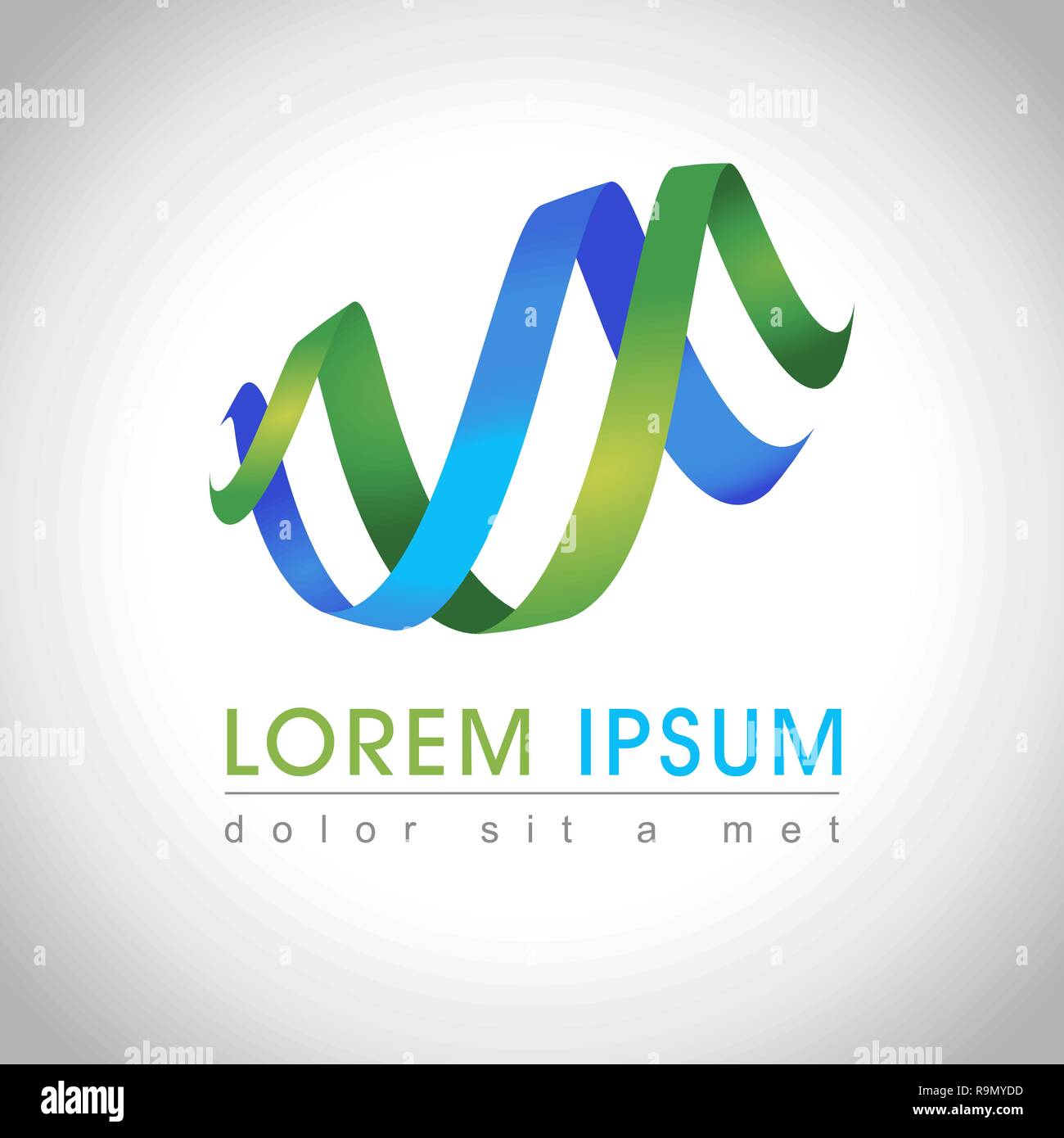 Abstract cyan and green swirl logo sample, vector illustration Stock Vector