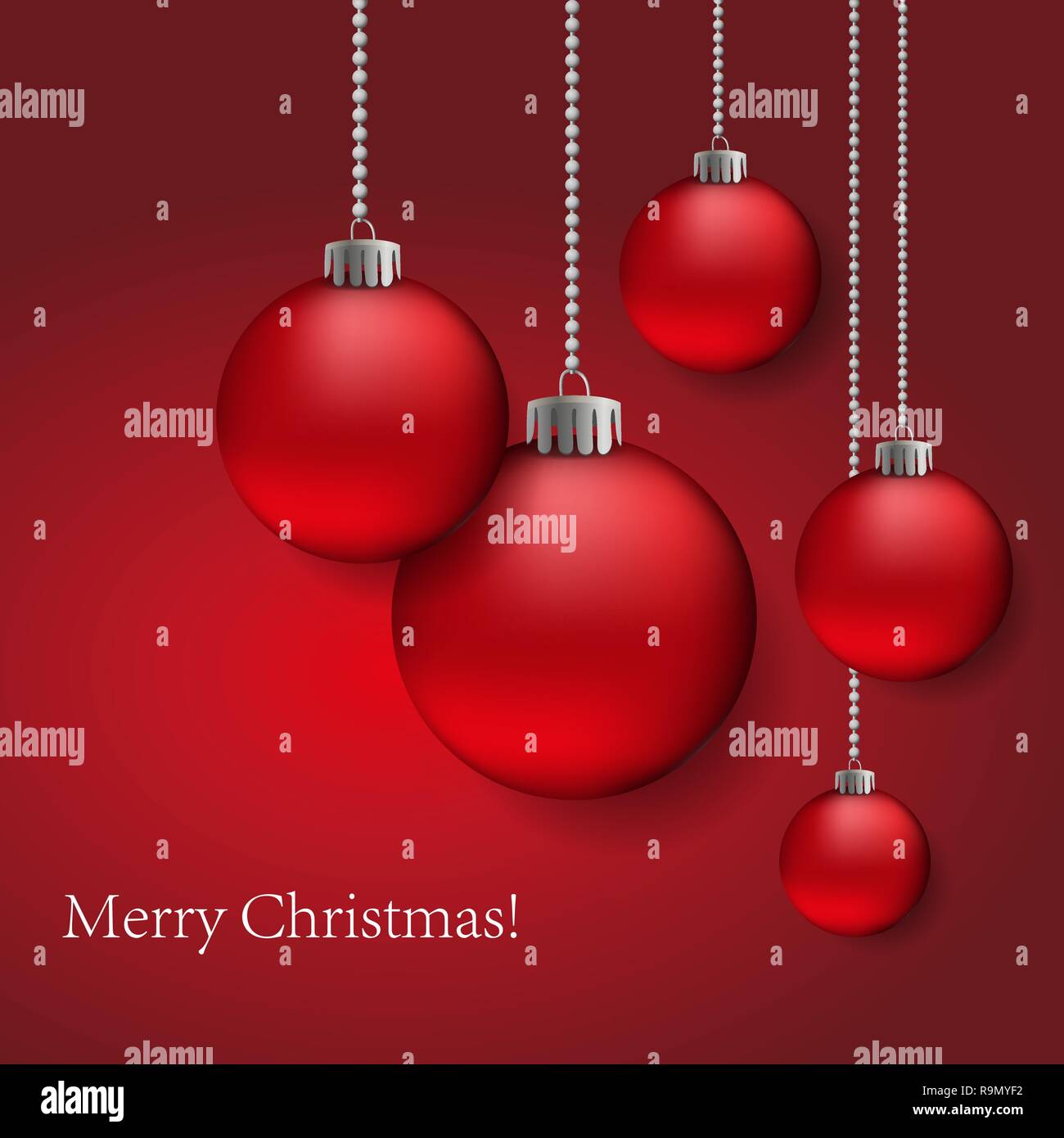 Abstract background with red Christmas balls. Vector illustration. Stock Vector