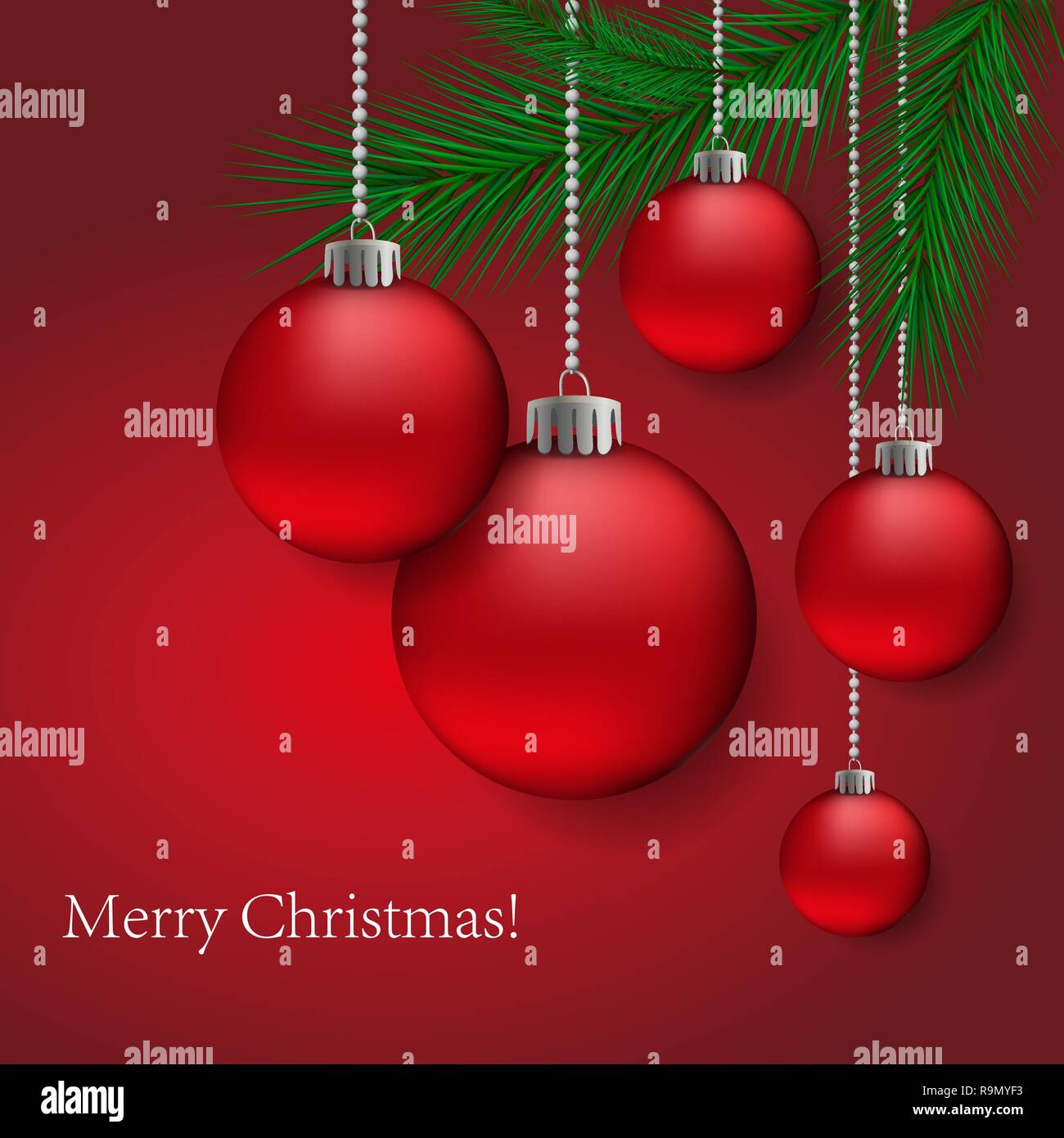 Abstract background with red Christmas balls. Vector illustration Stock ...
