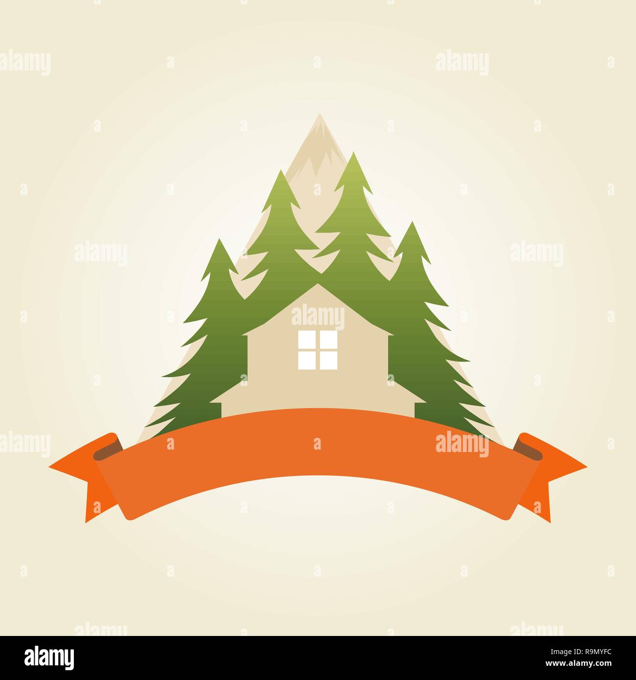 House in Mountains Logo sample, vector template Stock Vector