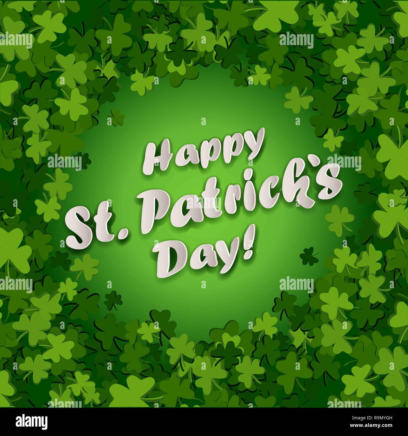 Abstract bright green clover leaves background for St. Patrick's Day, vector illustration Stock Vector