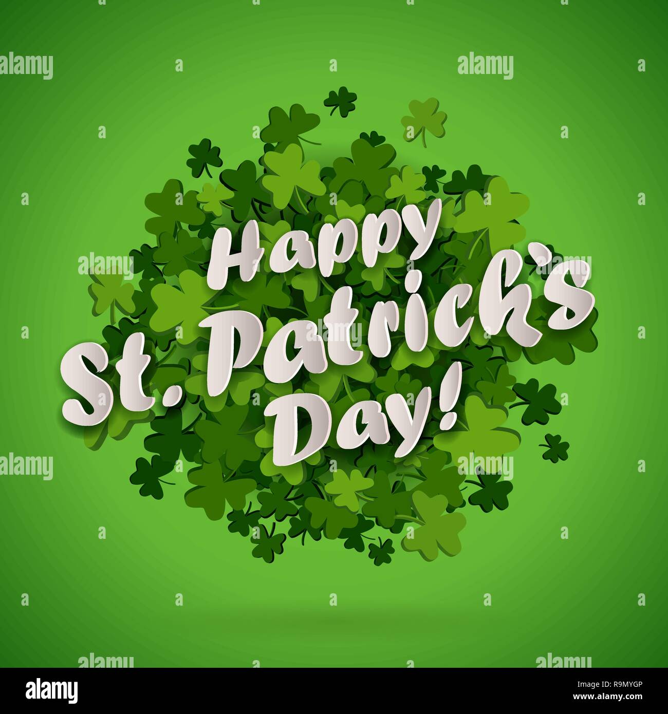 Abstract bright green clover leaves background for St. Patrick's Day, vector illustration Stock Vector
