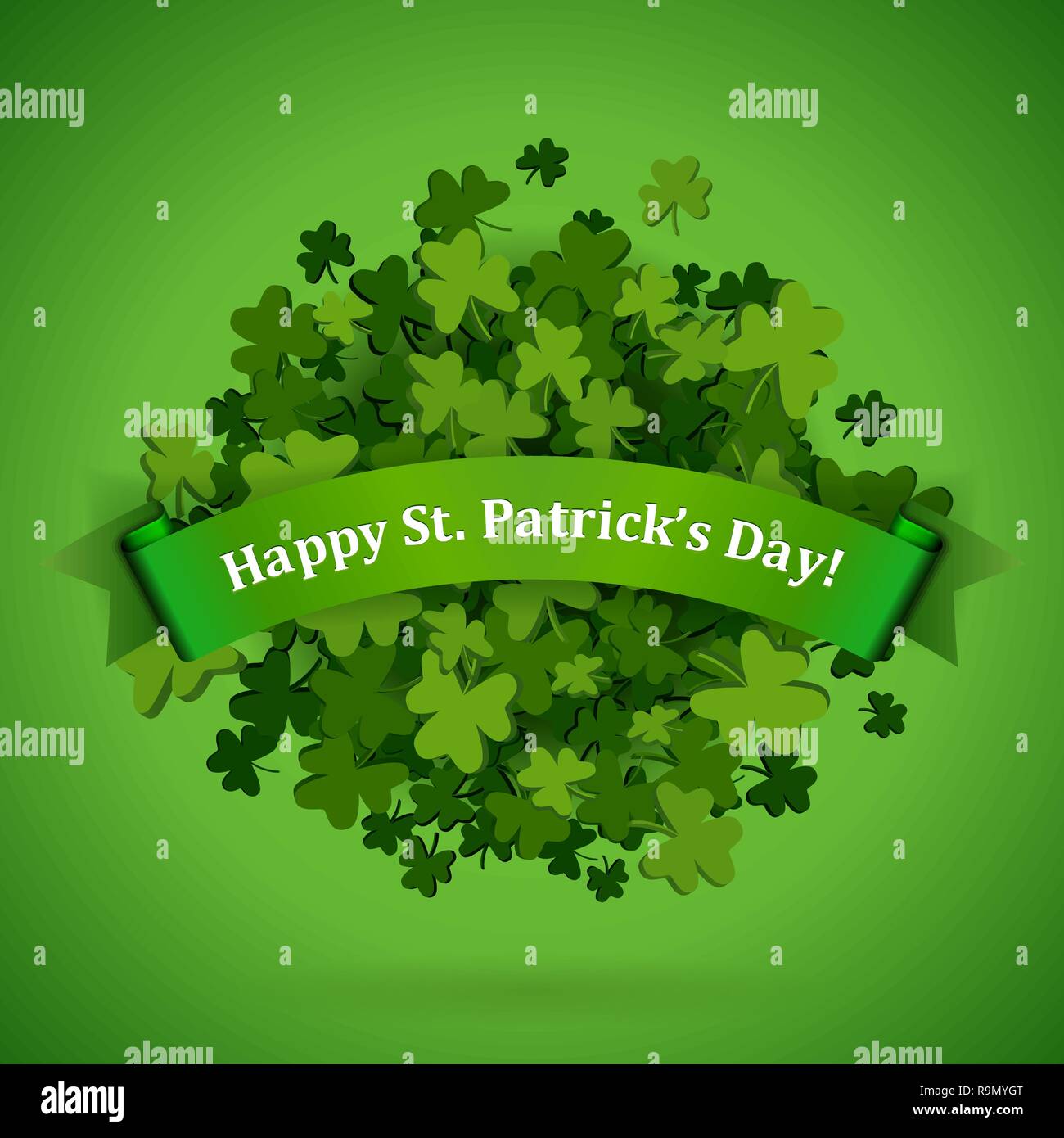 Abstract bright green clover leaves background for St. Patrick's Day, vector illustration Stock Vector