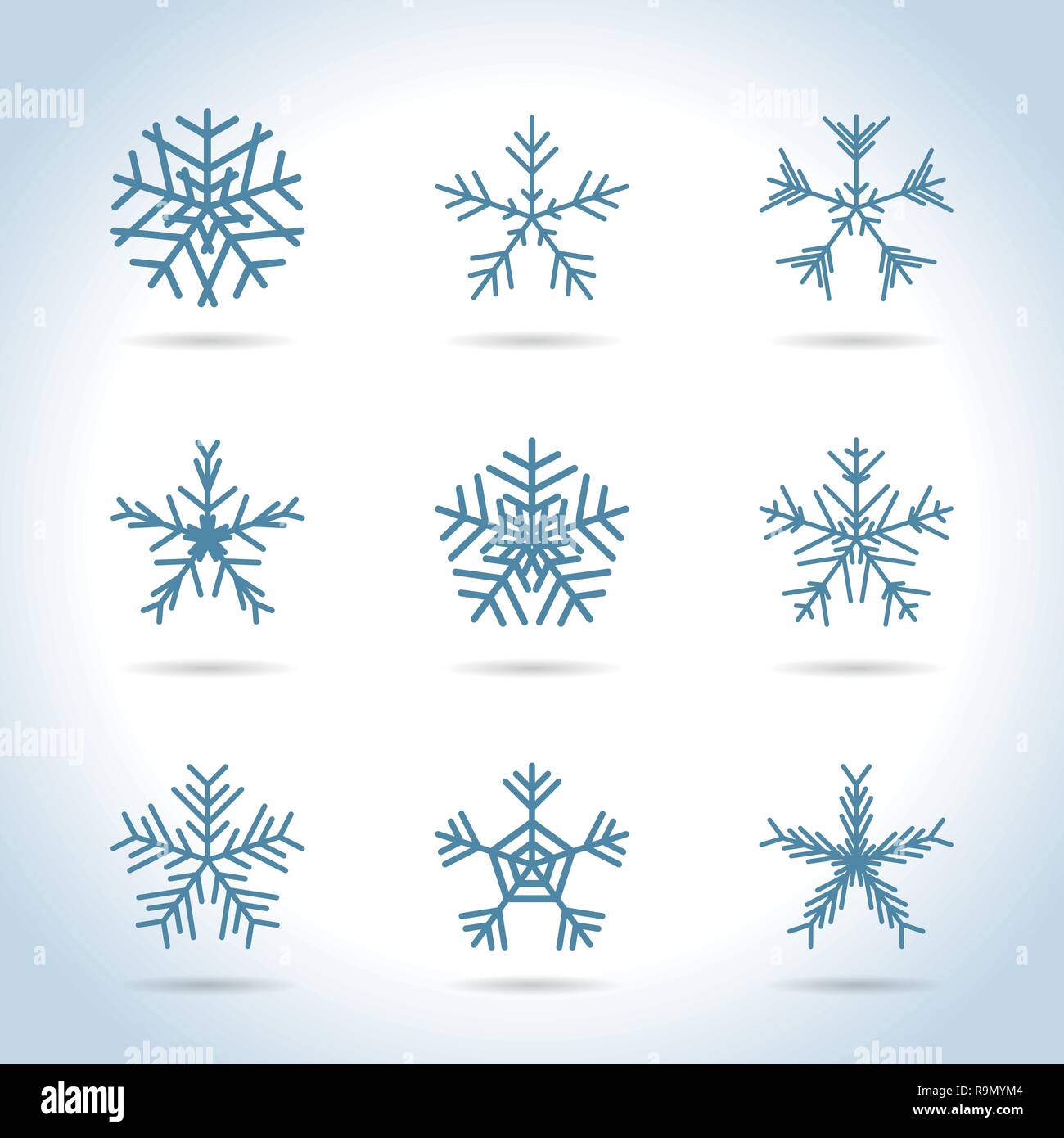 Snowflakes icon collection isolated on white. Vector illustration Stock ...
