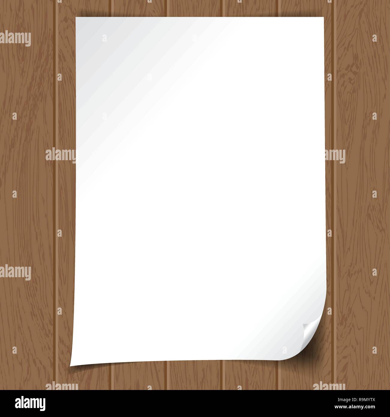 White paper on the wooden background, vector illustration Stock Vector ...
