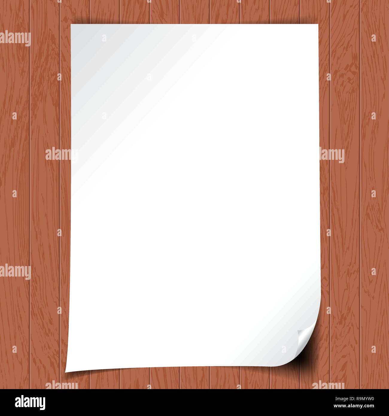 White paper on the wooden background, vector illustration Stock Vector ...