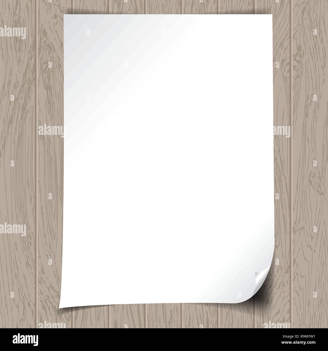 White paper on the wooden background, vector illustration Stock Vector ...
