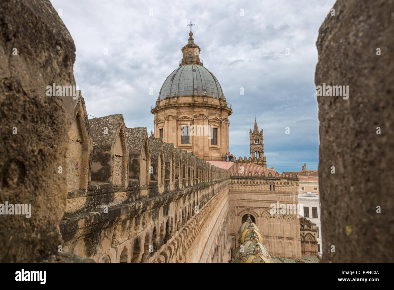 Palermo Cathedral (Metropolitan Cathedral of the Assumption of Virgin Mary) in Palermo, Sicily, Italy. Architectural complex built in Norman, Moorish, Stock Photo