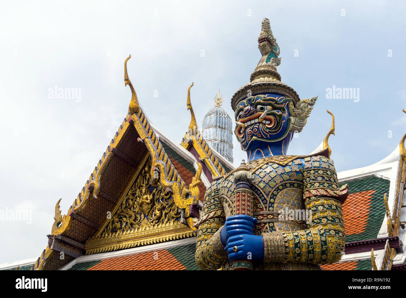 Demon Guardian of Wat Phra Kaew, Grand Palace in Bangkok, Thailand Stock Photo