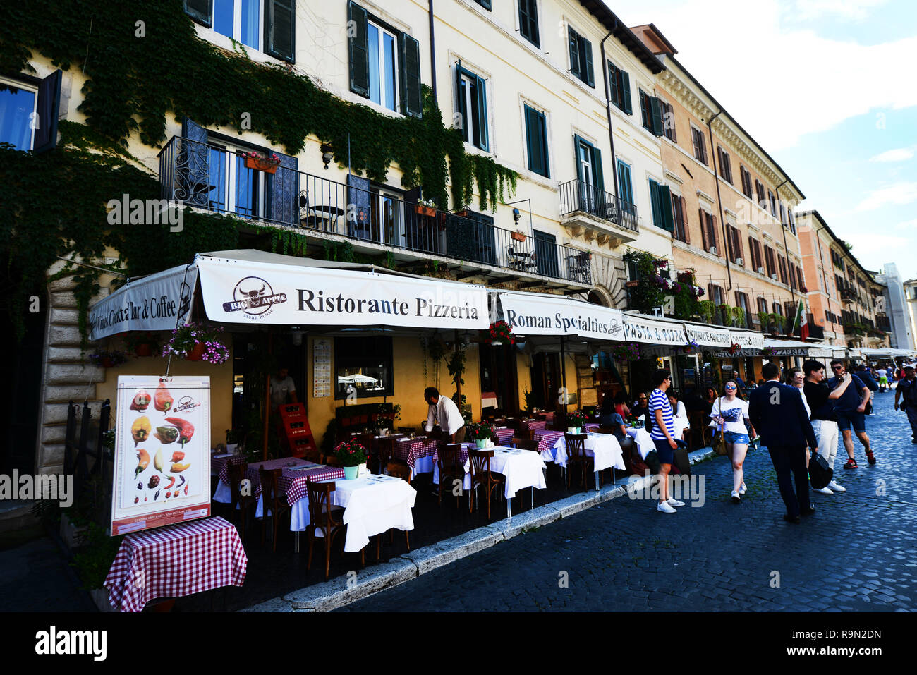 Restaurants in PIazza Navona, Rome. Stock Photo