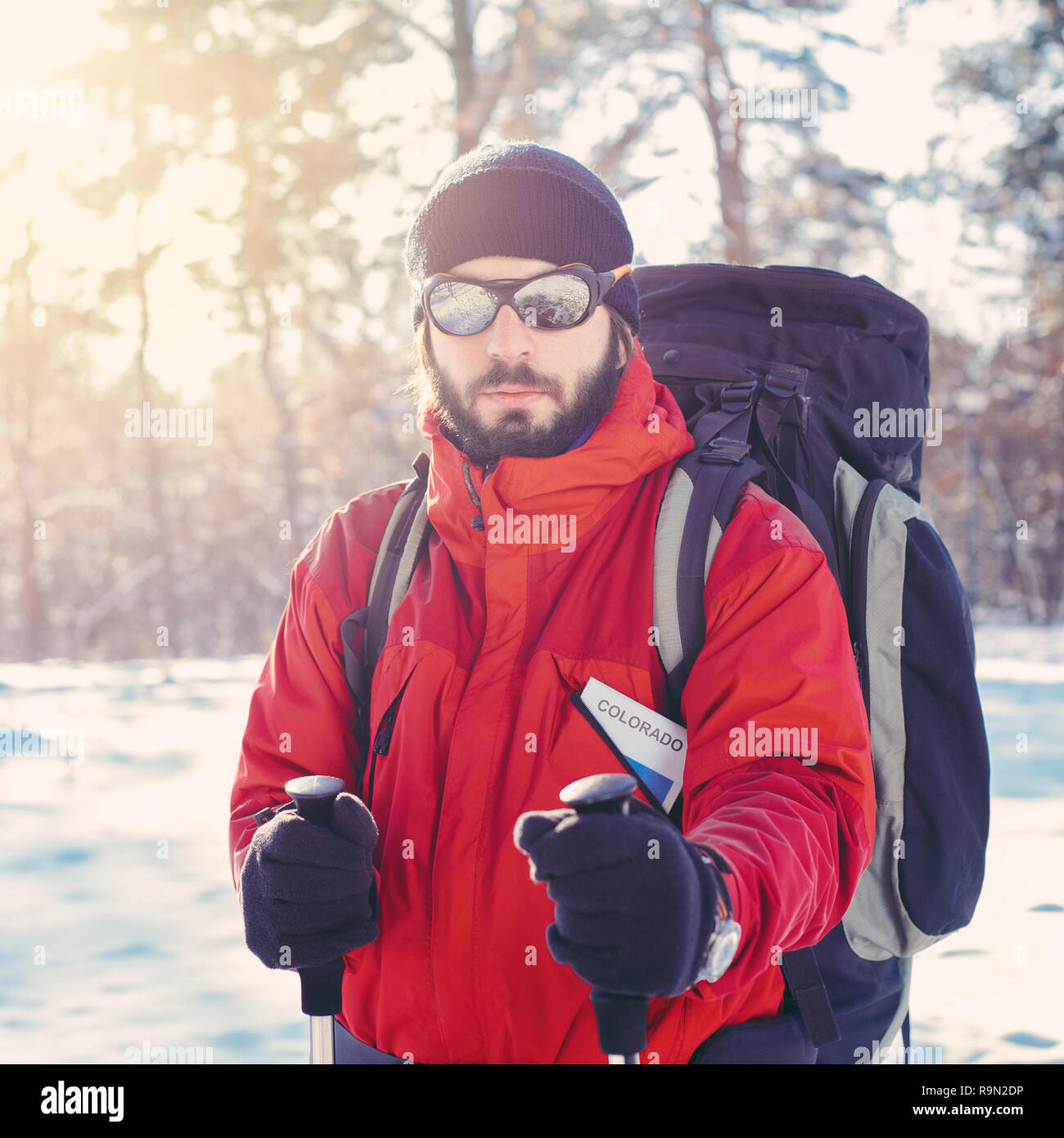 Hiker backpack trekking poles hi-res stock photography and images - Alamy