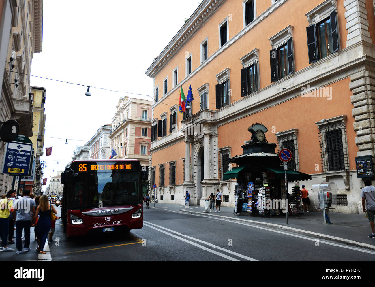 Public bus in central Rome. Stock Photo