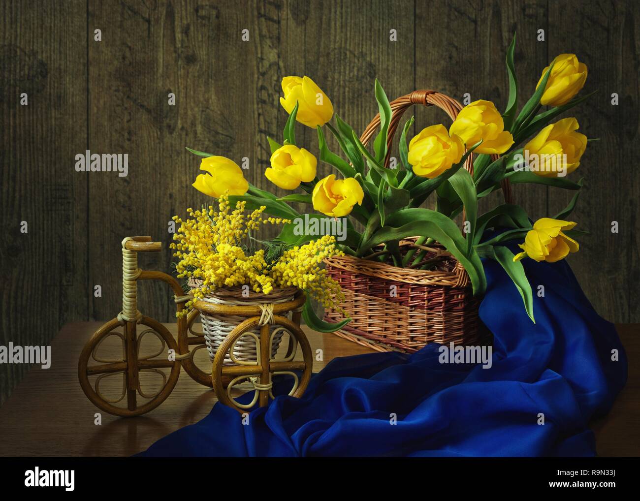 Still life with bouquet of tulips Stock Photo - Alamy