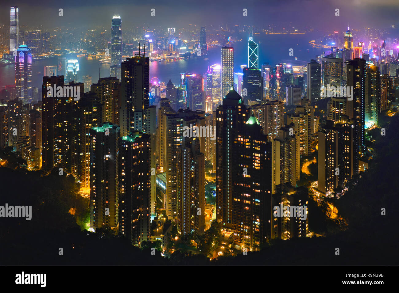 Hong Kong skyscrapers skyline cityscape view Stock Photo - Alamy