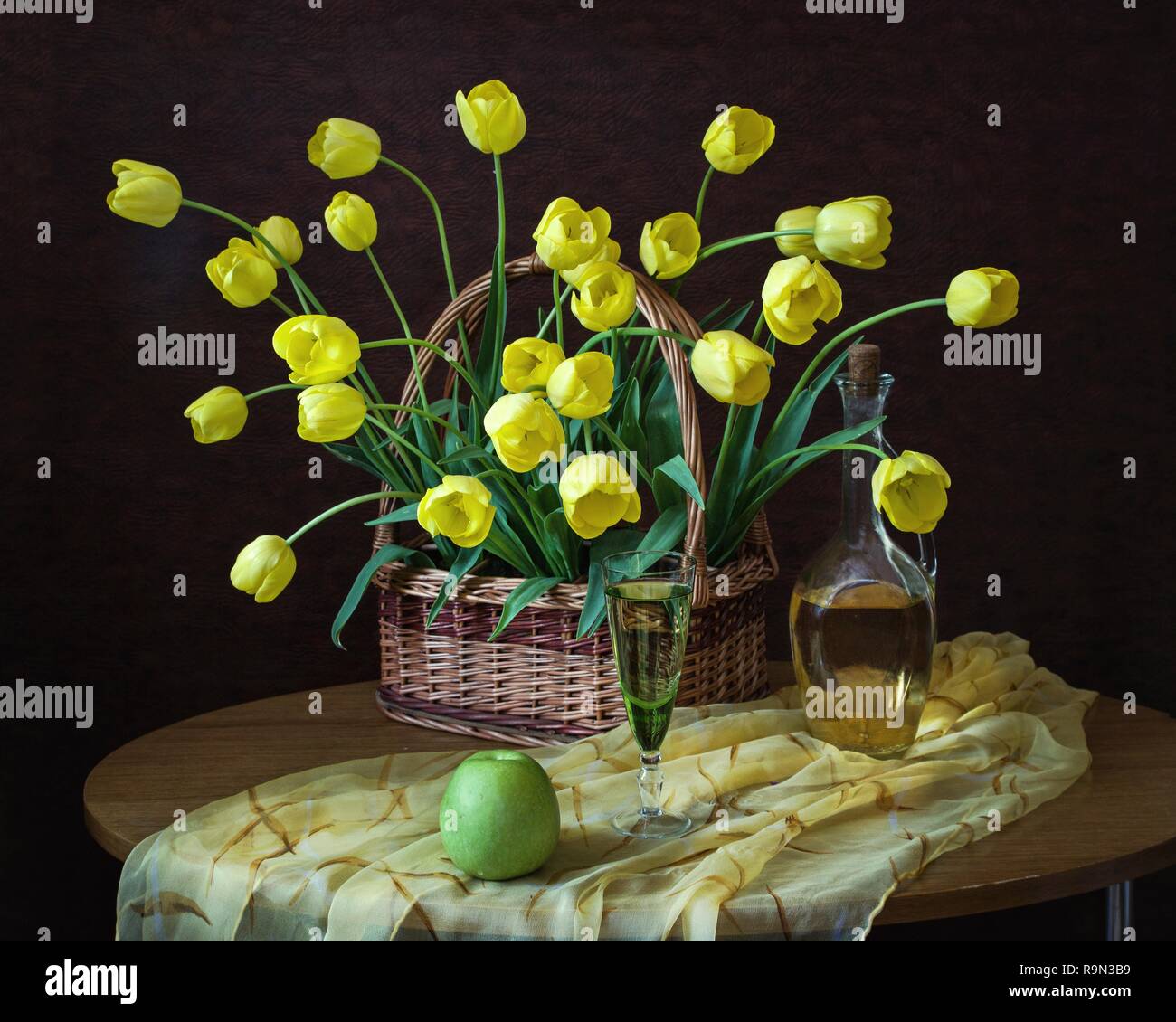 Still life with bouquet of tulips Stock Photo - Alamy