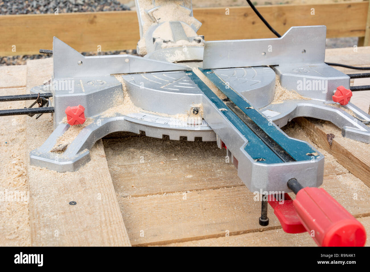 Base frame the miter saw. Circular saw details Stock Photo Alamy