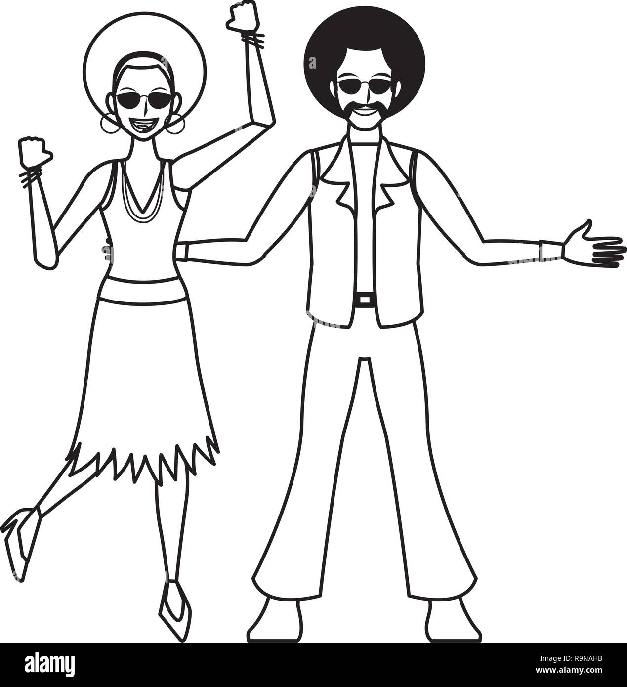 Disco people cartoon in black and white Stock Vector Image & Art - Alamy